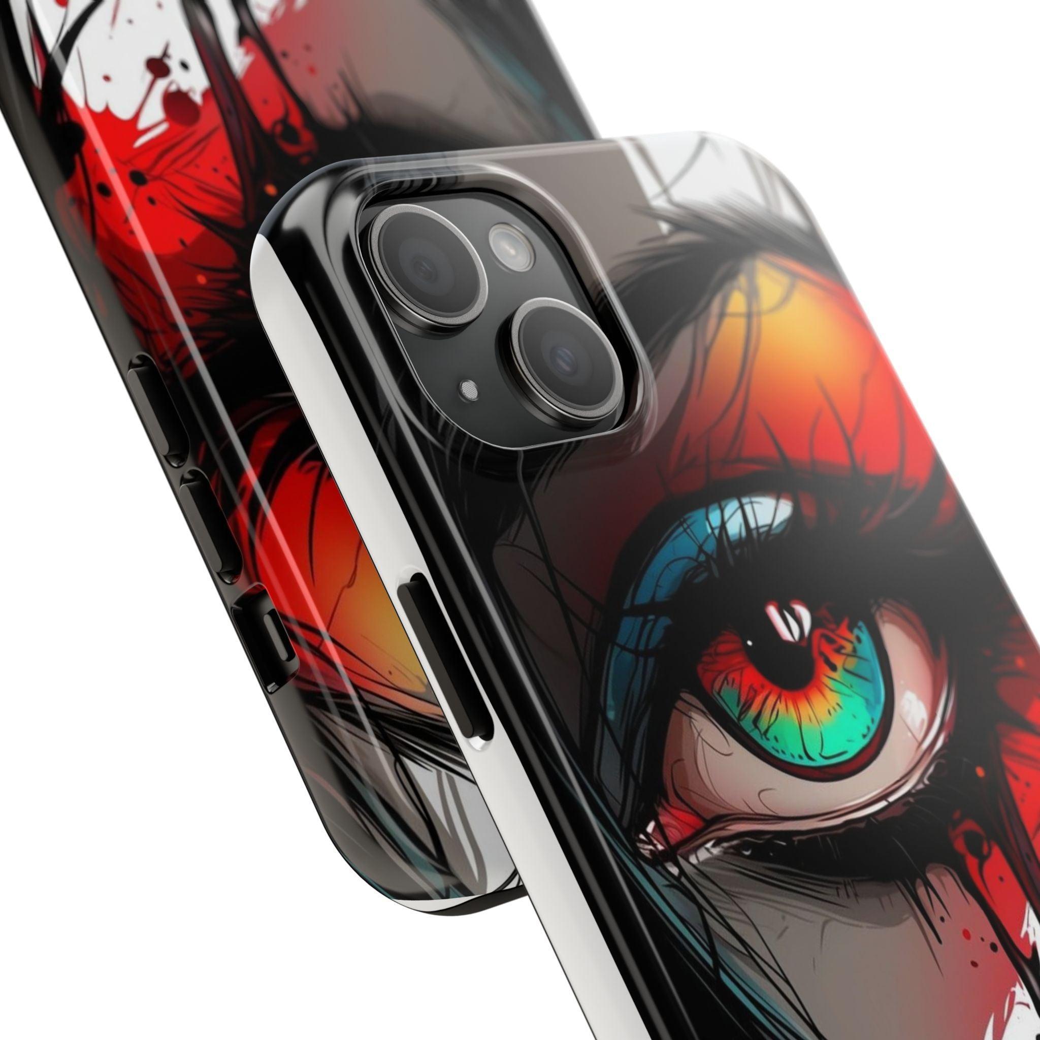 Girl Colorful Eye Painted Printed Tough Phone Case for iPhone & Samsung Galaxy - Artistic & Vibrant Design