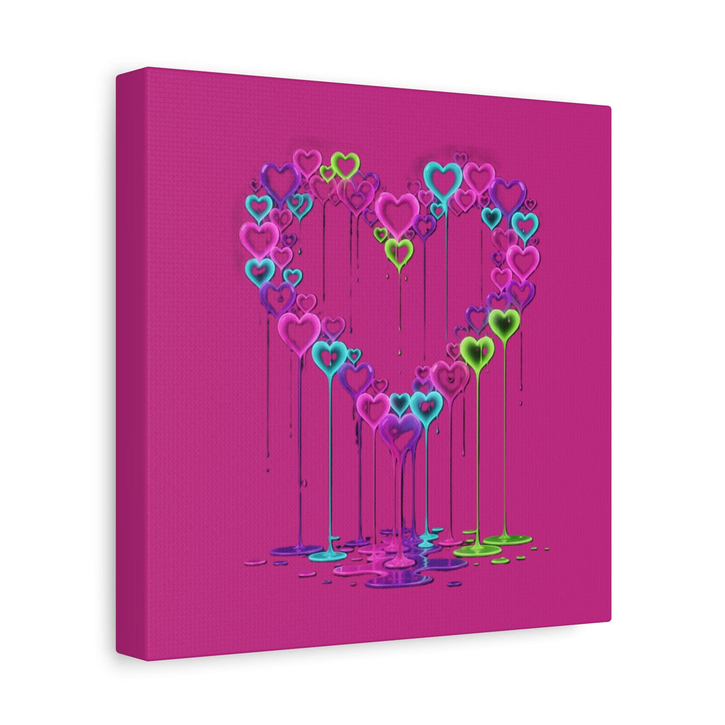 Dripping Neon Heart Canvas Art Valentines Decoration