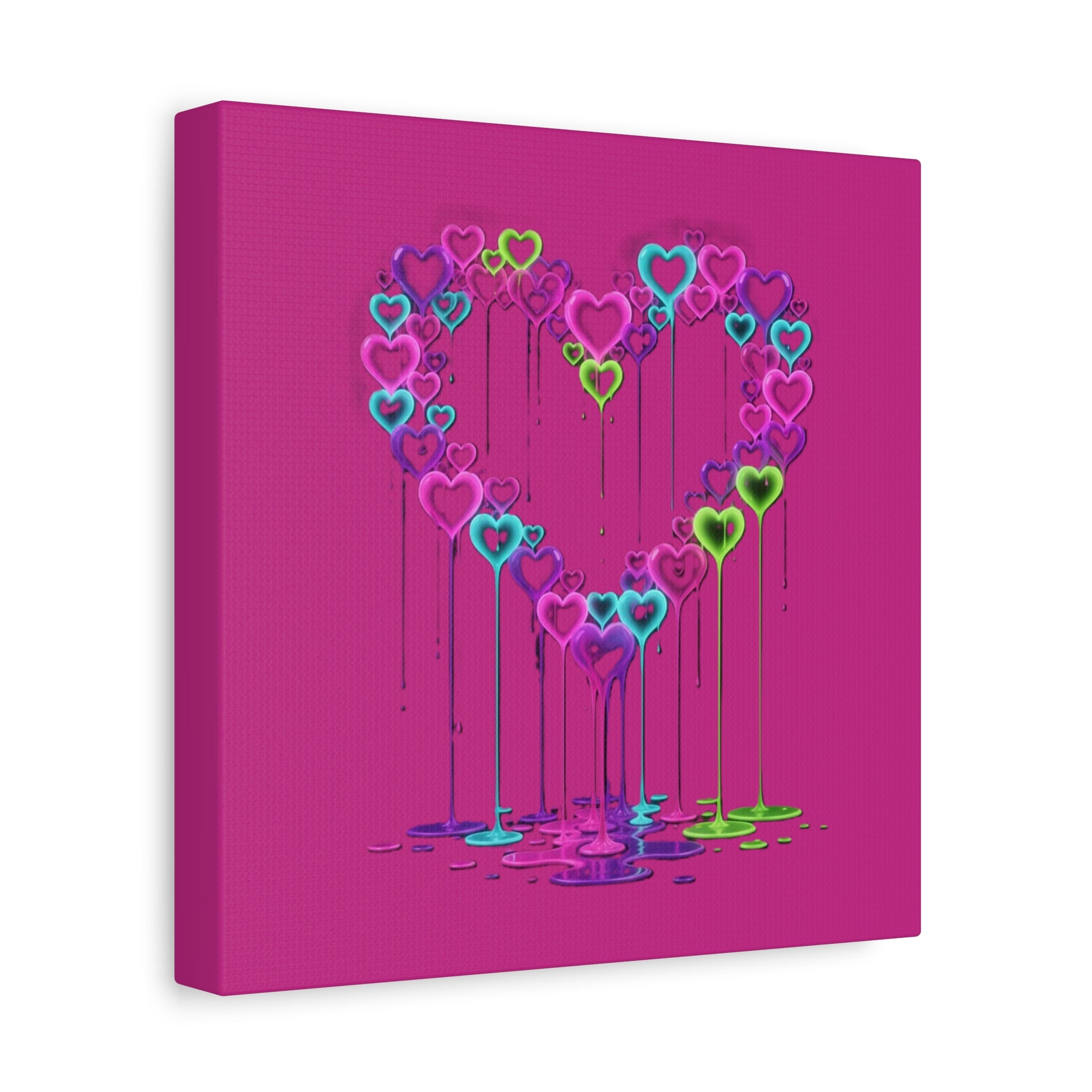 Dripping Neon Heart Canvas Art Valentines Decoration
