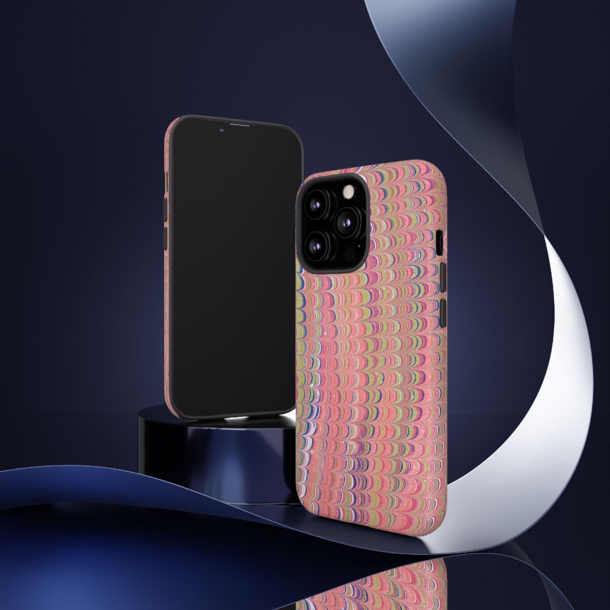 Pink Pastels Feather Marbled Vintage Design iPhone 16 + Samsung + Apple + Google - all models