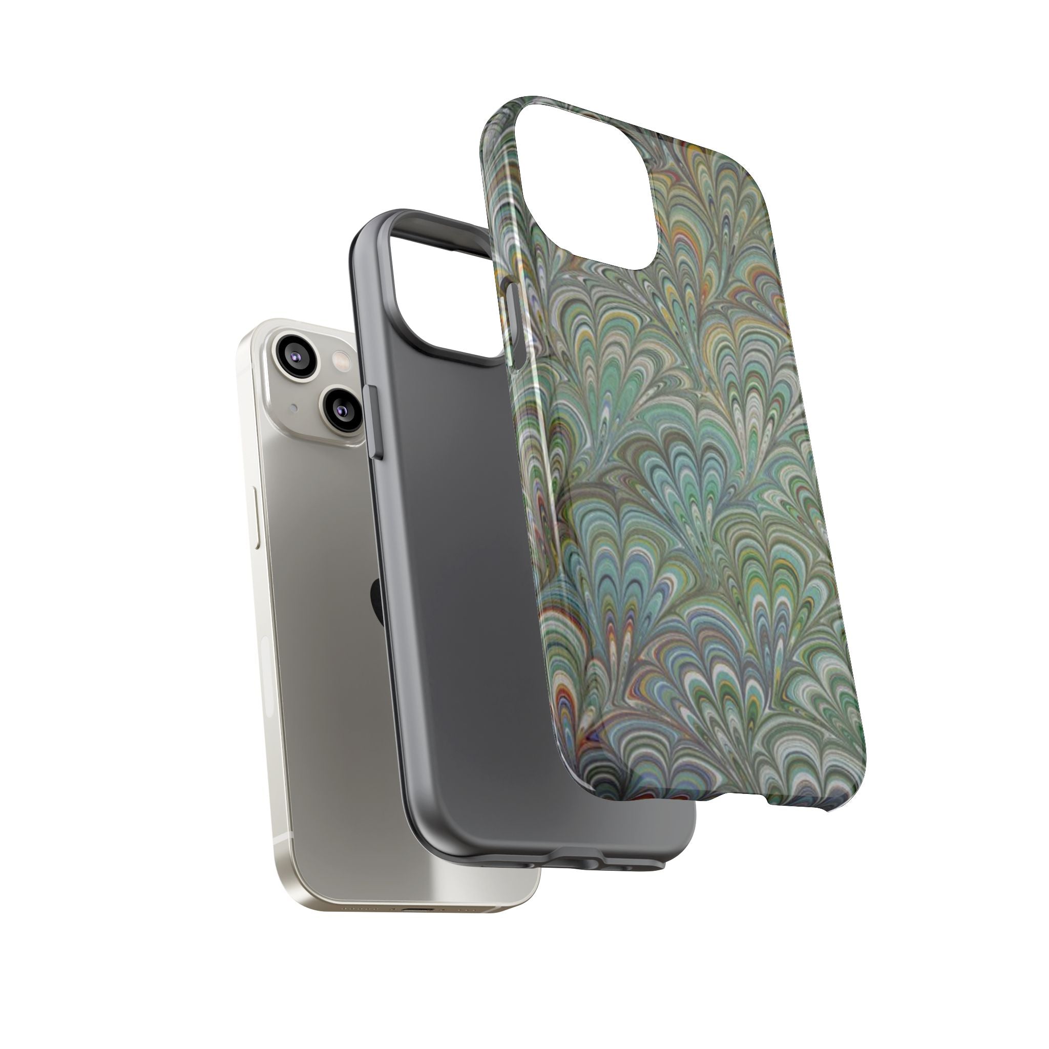 Green Peacock Marbled Phone Case — "Tough Cases" Ultra-Tough Protective Cover