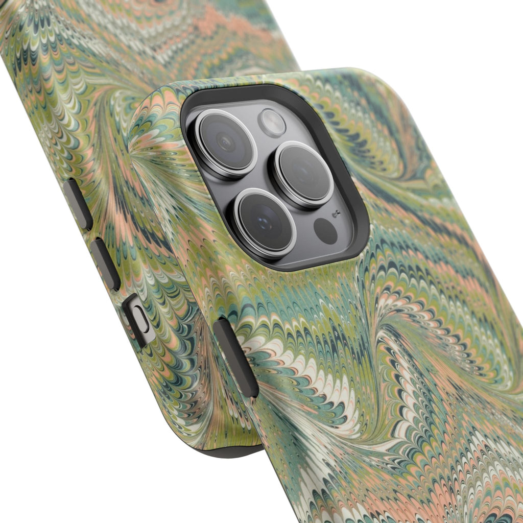 Green Pastel Italian Marble Design Magnetic MAG SAFE High Impact iPhone Cases