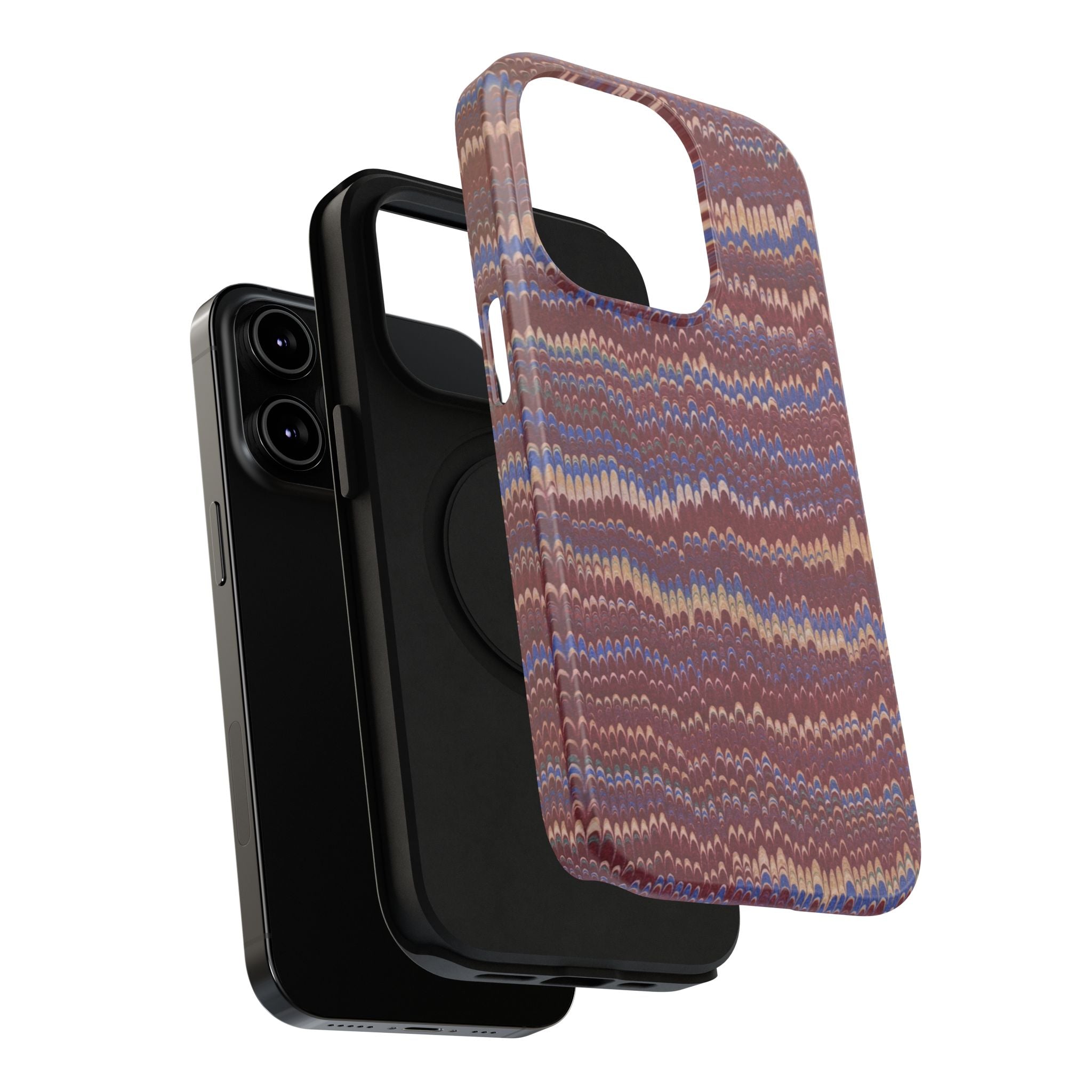 Burgundy and Blue Hues Italian Vintage Marble Design Phone Case for Apple + Samsung