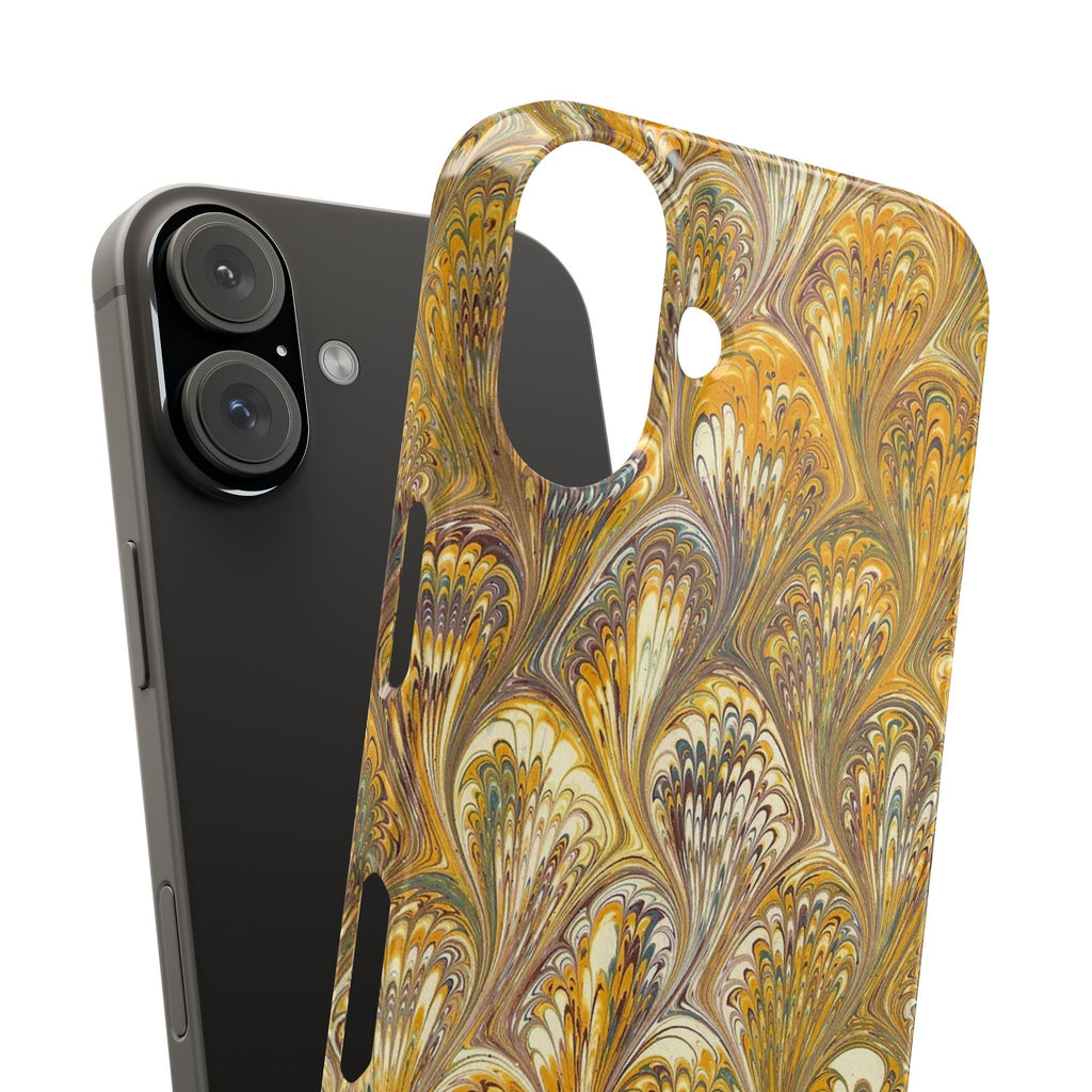 Golden Yelllow Hand-Marbled Florentine Italian Phone Case for iPhone 17 and all sizes