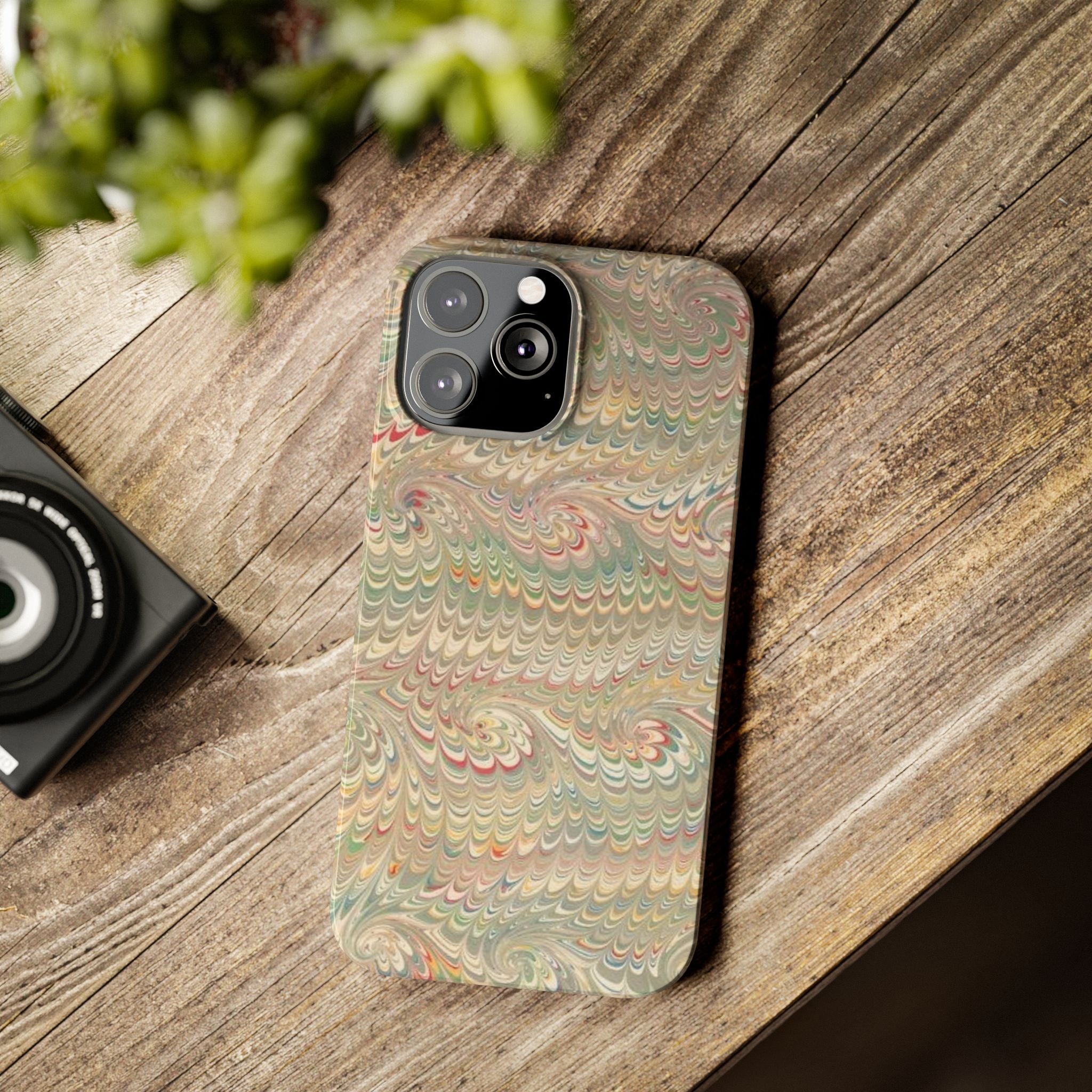 Beige Swirl Marbled Feather Phone Case