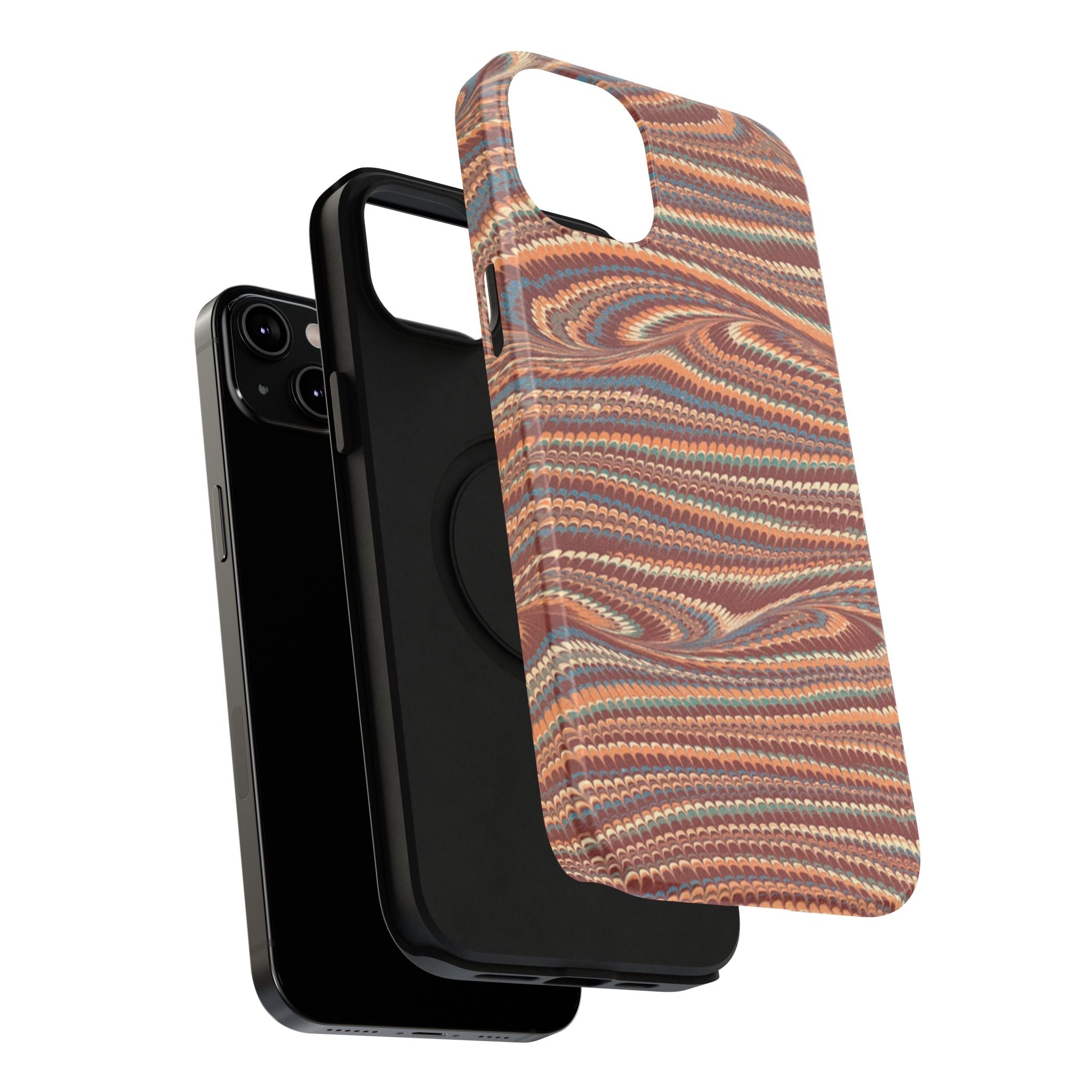 Neutrals Burgundy, Beige, Rust Hues Italian Vintage Marble Design Phone Case for Apple + Samsung