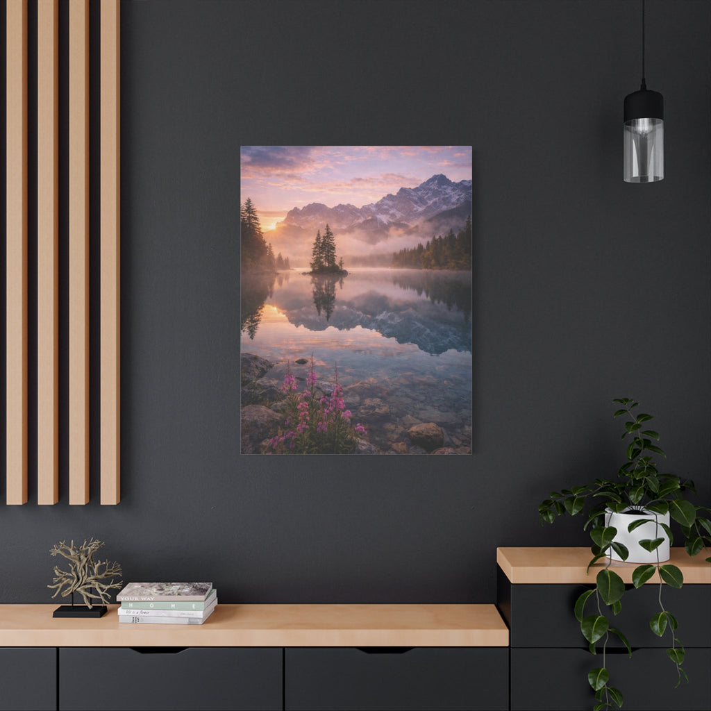 Sunrise Mountain Lake Matte Canvas Print