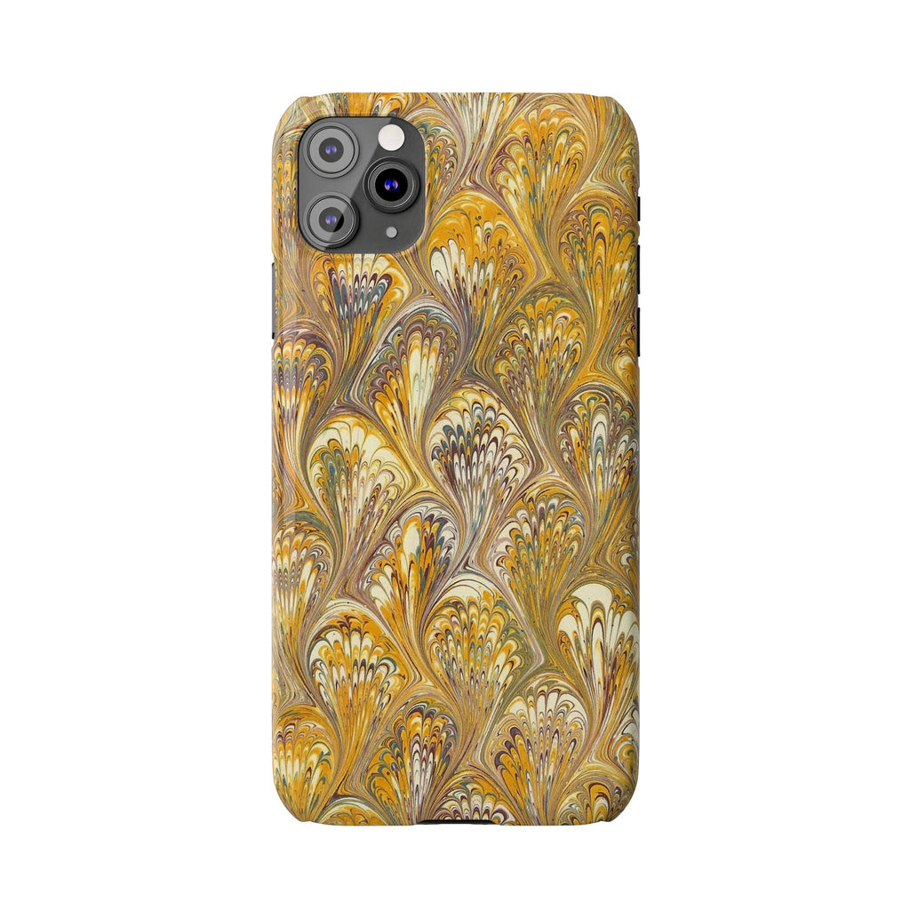 Golden Yelllow Hand-Marbled Florentine Italian Phone Case for iPhone 17 and all sizes