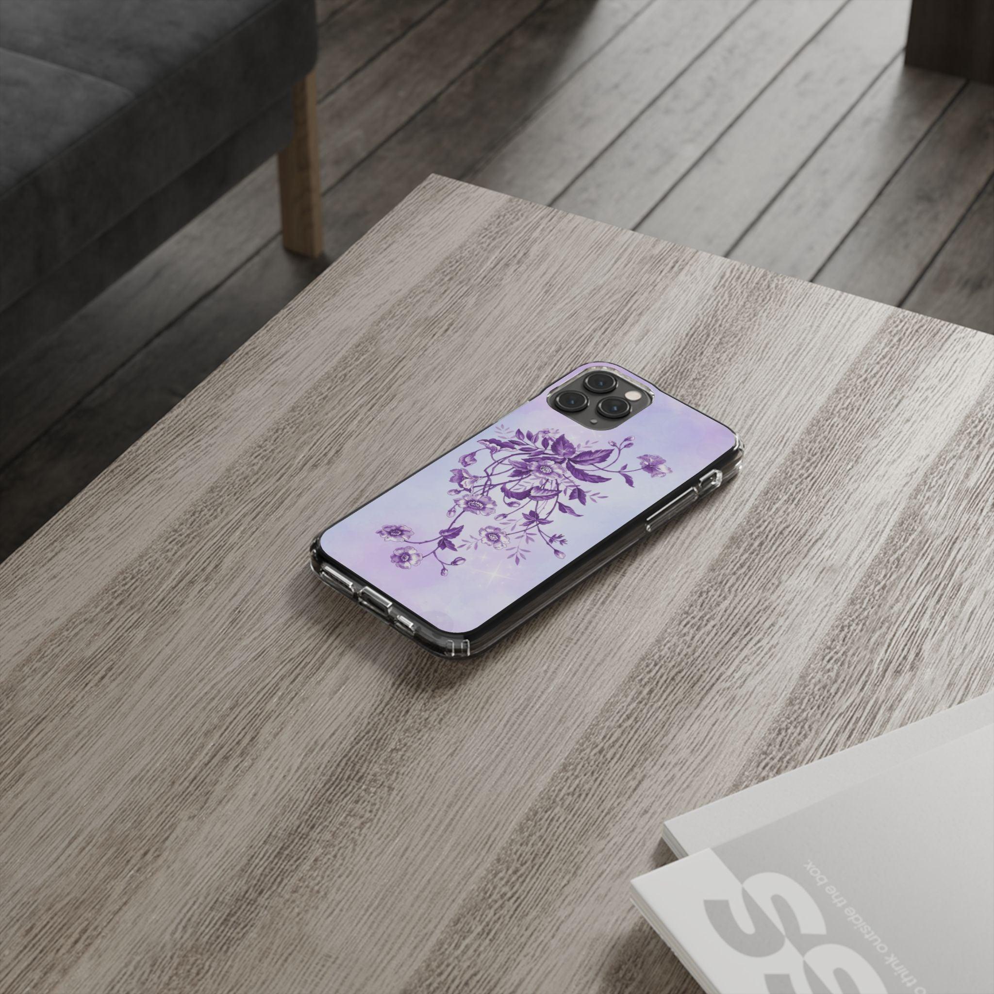 Floral design In Purple Clear Cases