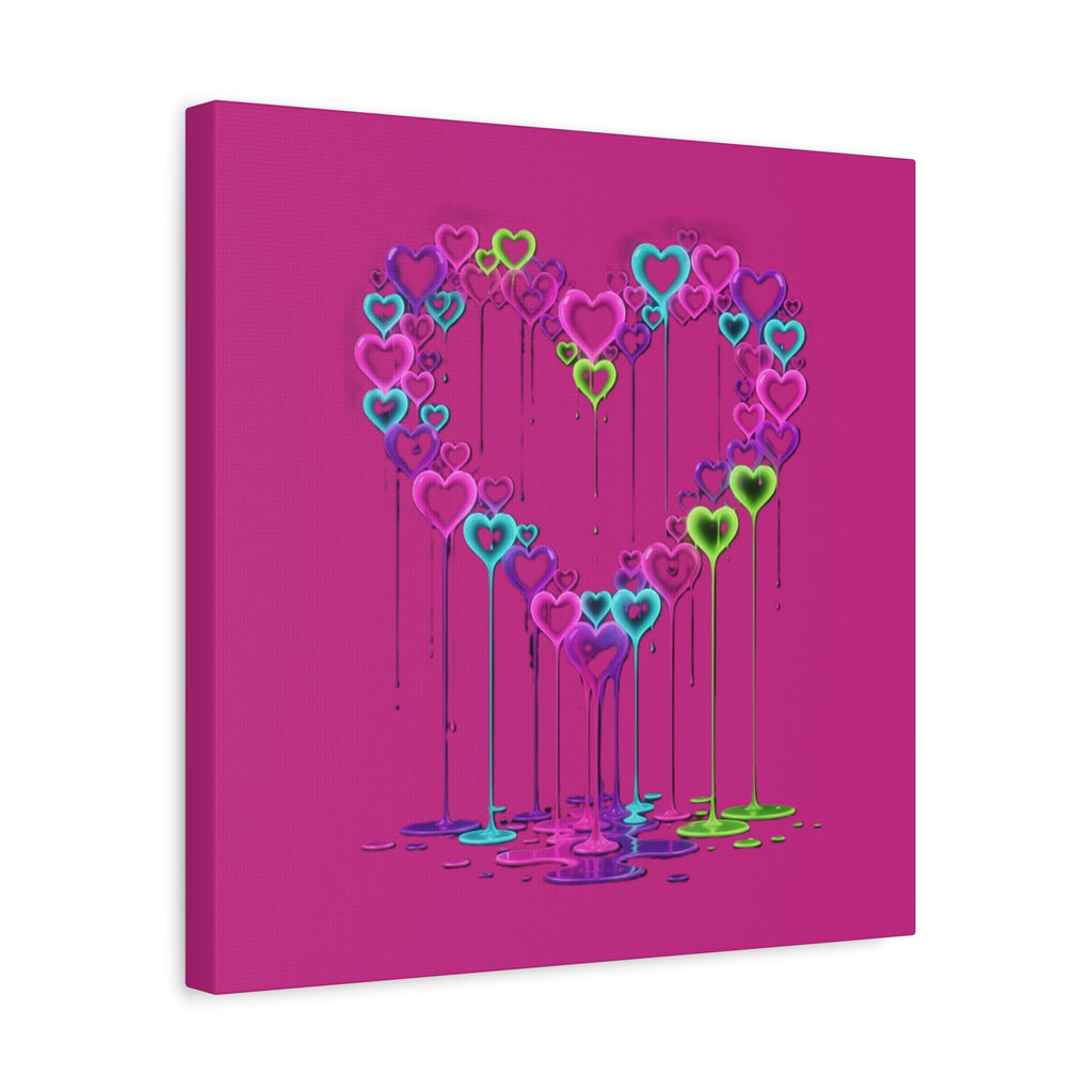 Dripping Neon Heart Canvas Art Valentines Decoration