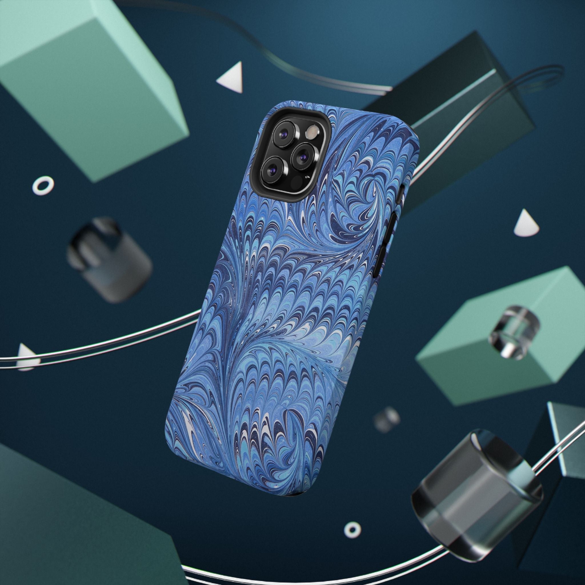 Blue Marbled Swirl Phone Case - Dual Layer Case