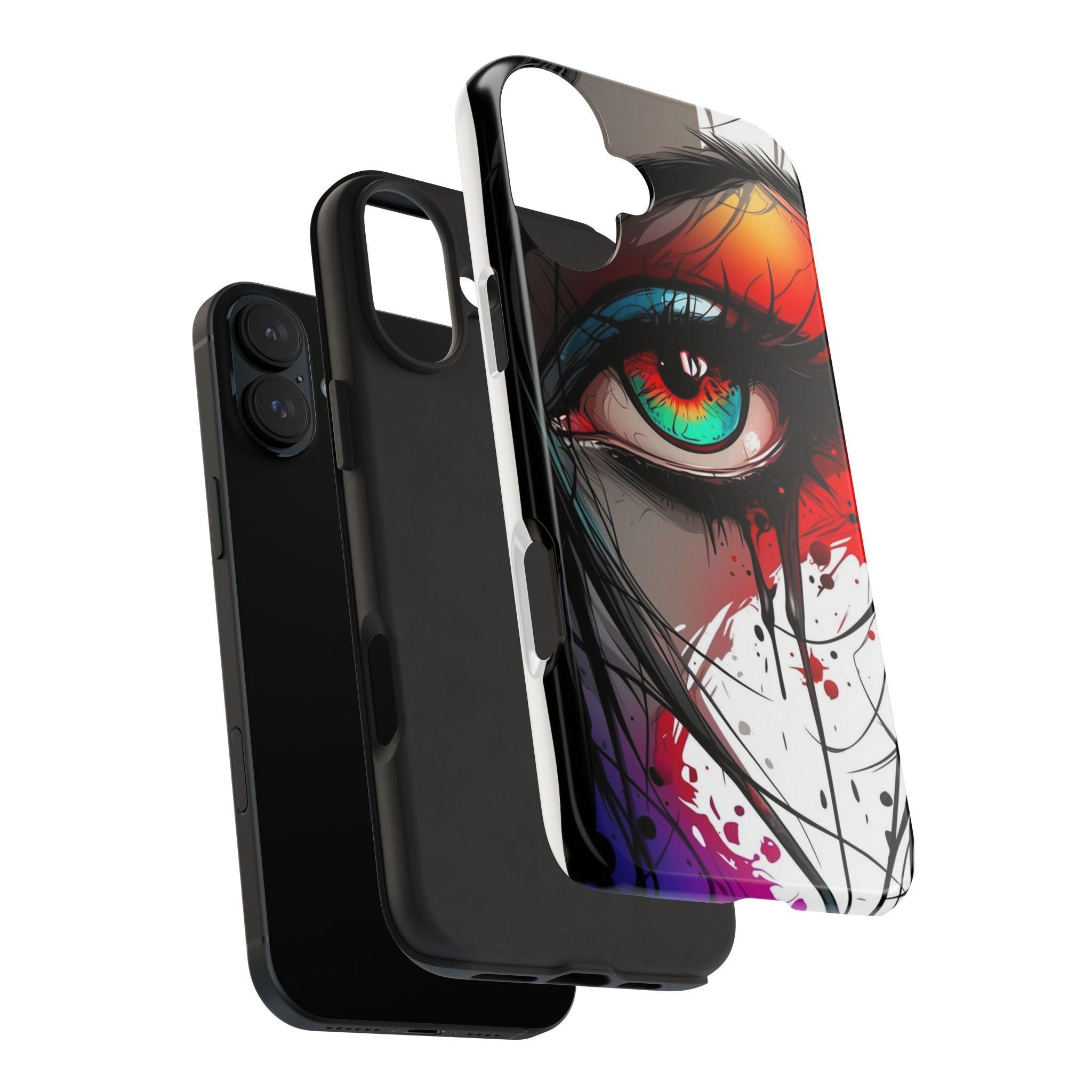 Girl Colorful Eye Painted Printed Tough Phone Case for iPhone & Samsung Galaxy - Artistic & Vibrant Design