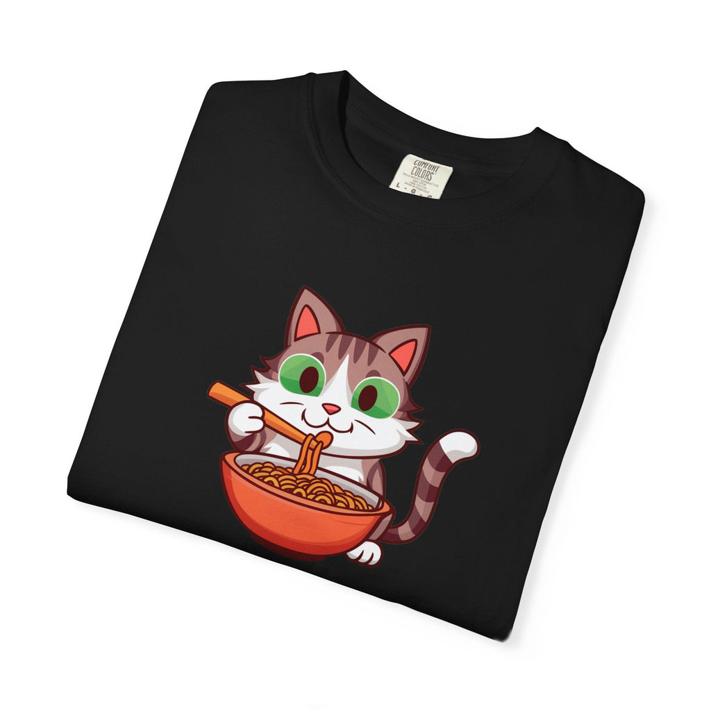 Cat Slurping Noodles Tee - Purr-fectly Cozy Cotton - DipaliZ