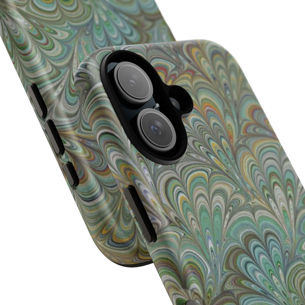 Green Marbled Peacock Durable Phone Case - Matte or Glossy