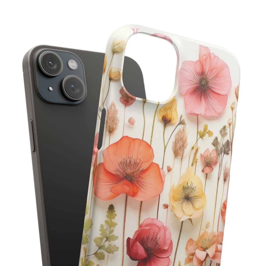 Pink Floral Pressed Flowers - Slim Case