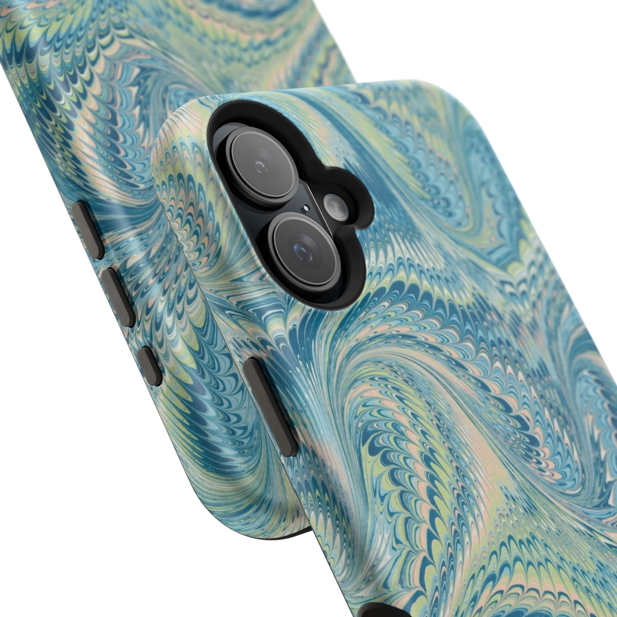Aqua + Green Marble Phone Case - Impact-Resistant MAG SAFE - Dual Cover Design