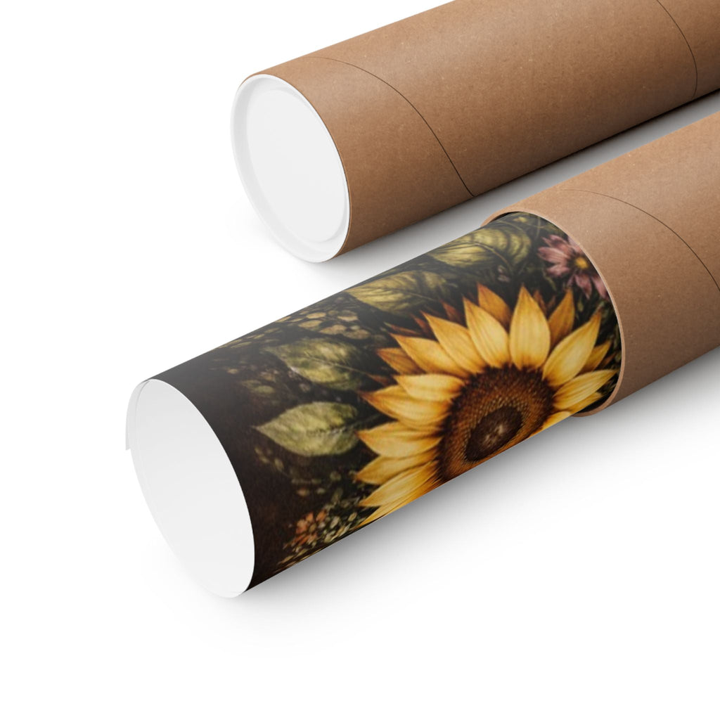 Sunflower & Roses Bouquet Poster — Matte Vertical Floral Wall Art
