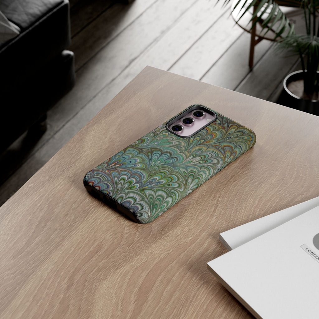 Green Peacock Marbled Phone Case — "Tough Cases" Ultra-Tough Protective Cover