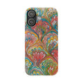 Red, Blue, and Green Italian Vintage Peacock Marbled Design