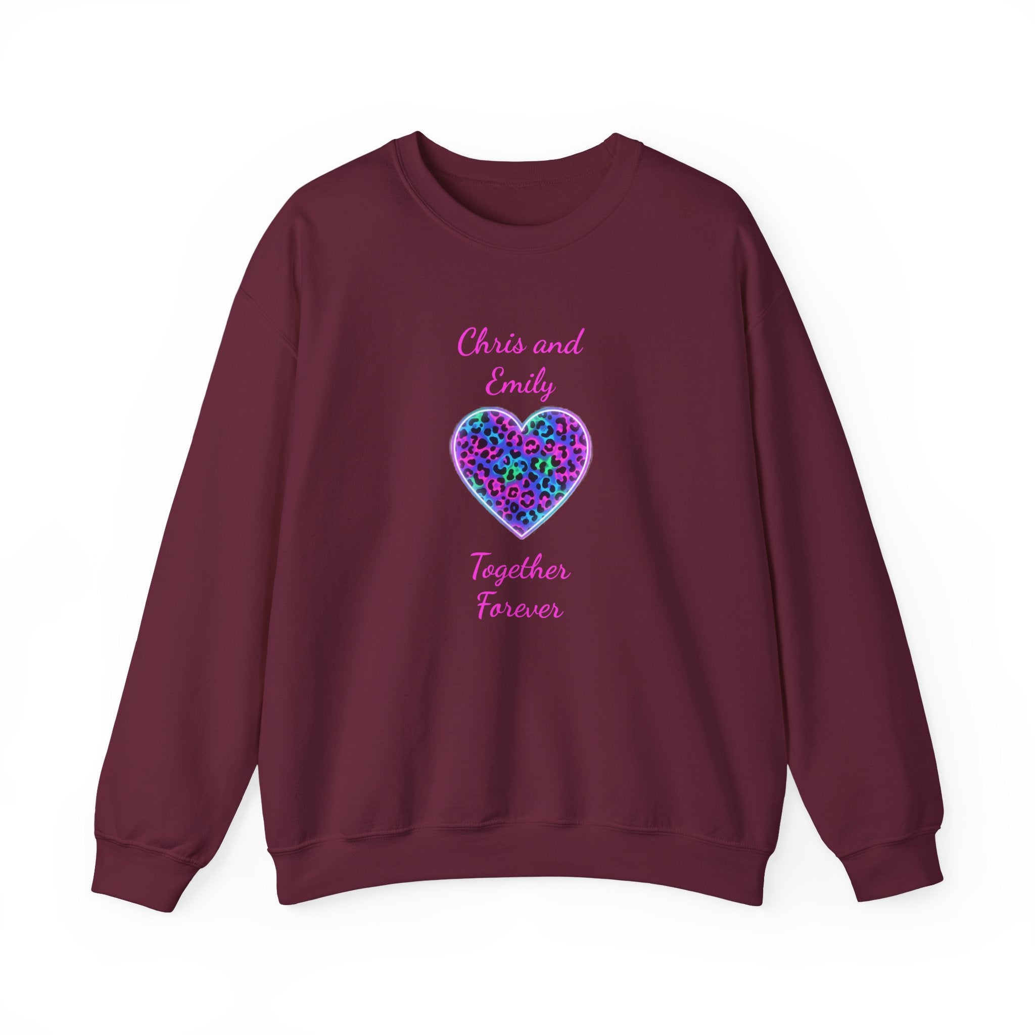 Personalized Heart Crewneck Sweatshirt - Customizable Couple Pullover