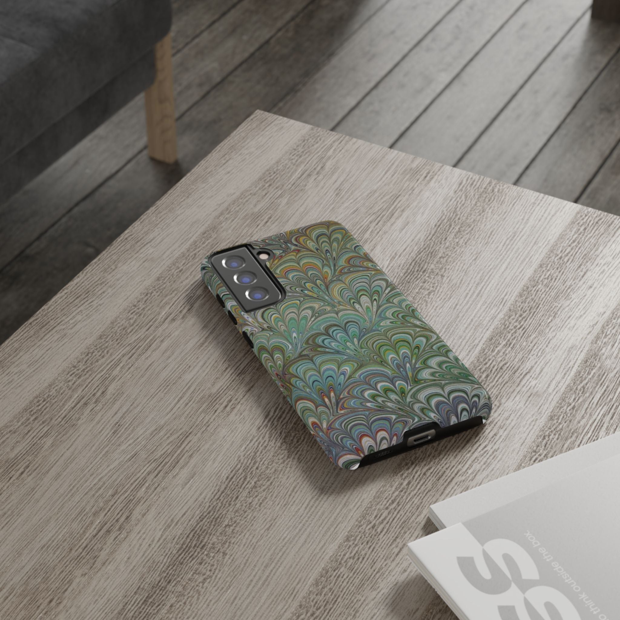 Green Peacock Marbled Phone Case — "Tough Cases" Ultra-Tough Protective Cover