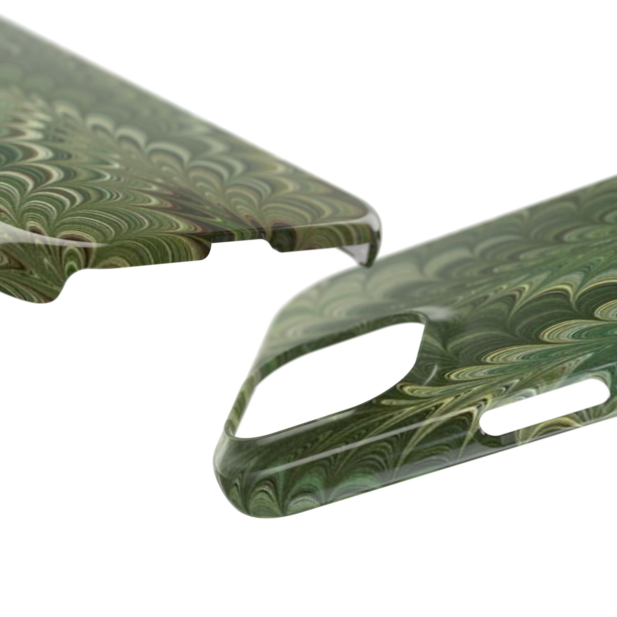 Deep Green Cheveron Marbled Phone Case - Single Layer Slim Case