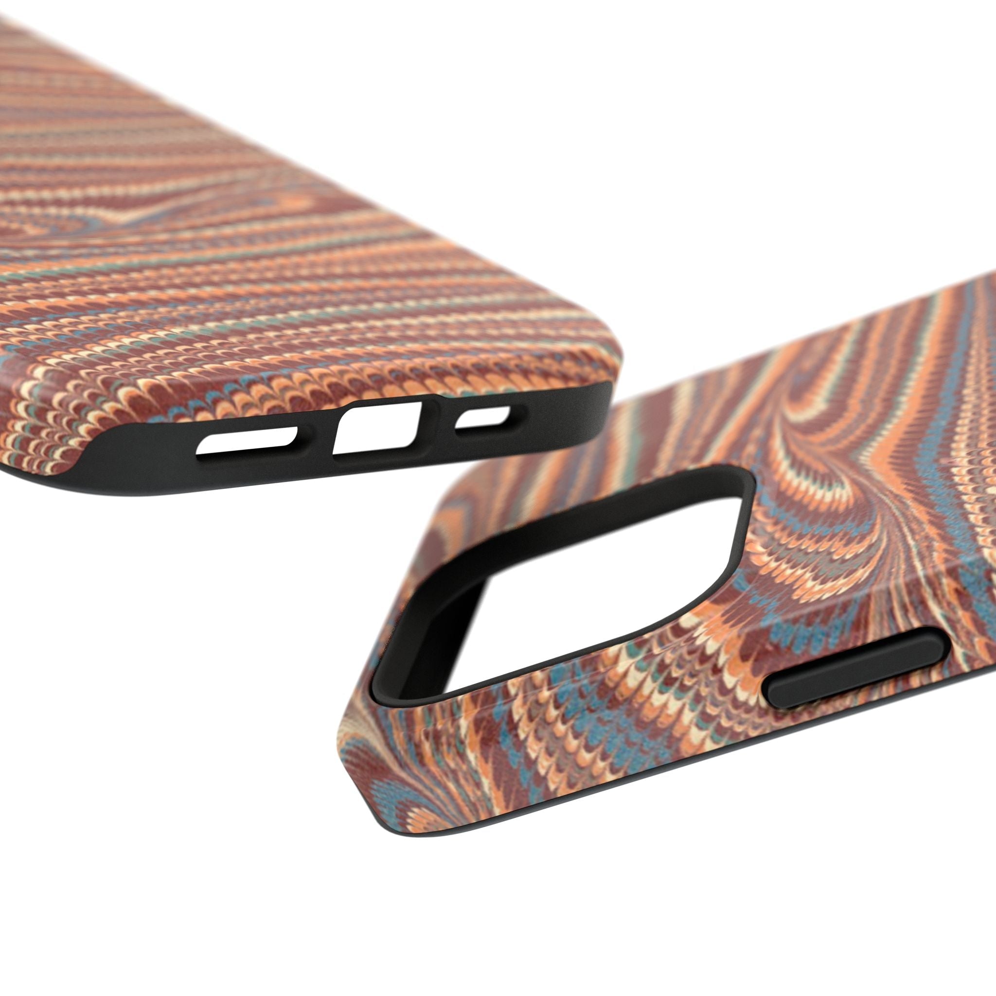 Neutrals Burgundy, Beige, Rust Hues Italian Vintage Marble Design Phone Case for Apple + Samsung