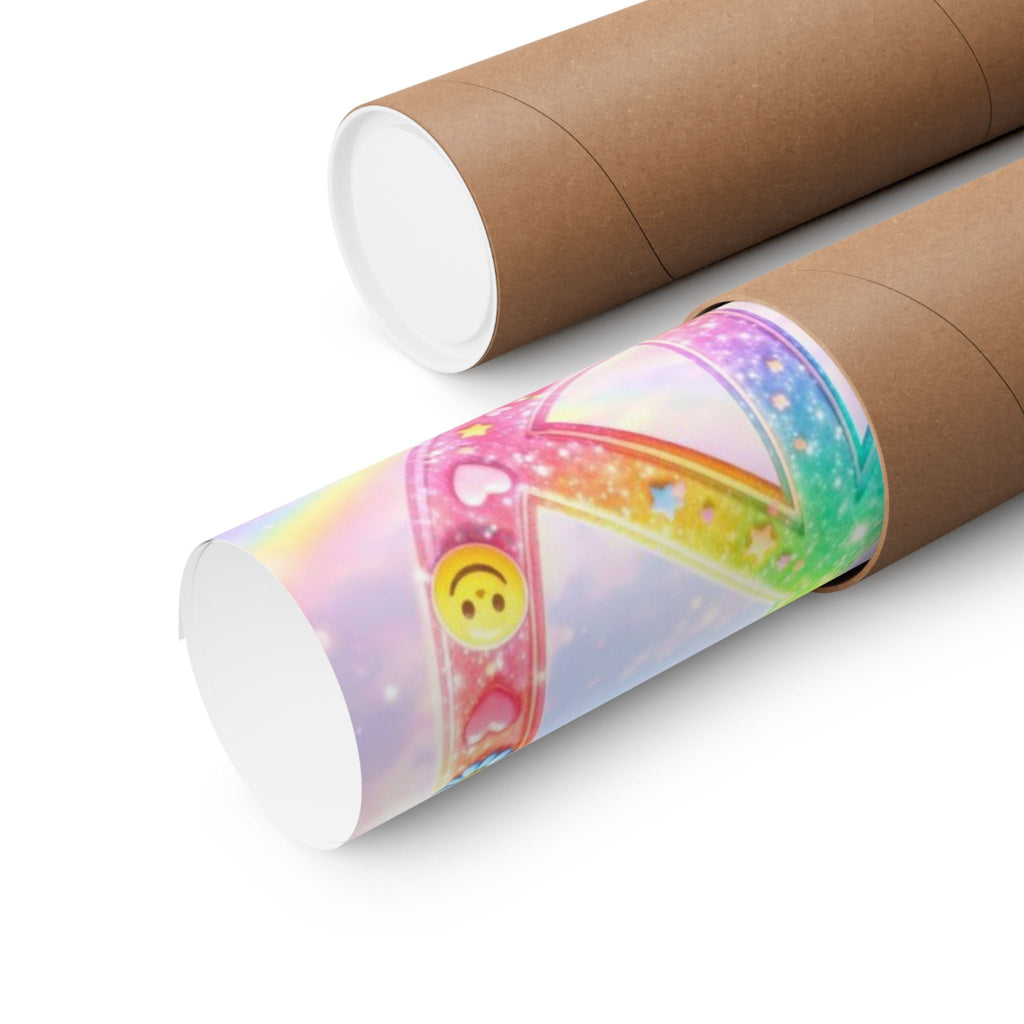 Rainbow Peace Sign Matte Poster — Retro 90s Inspired Psychedelic Wall Art