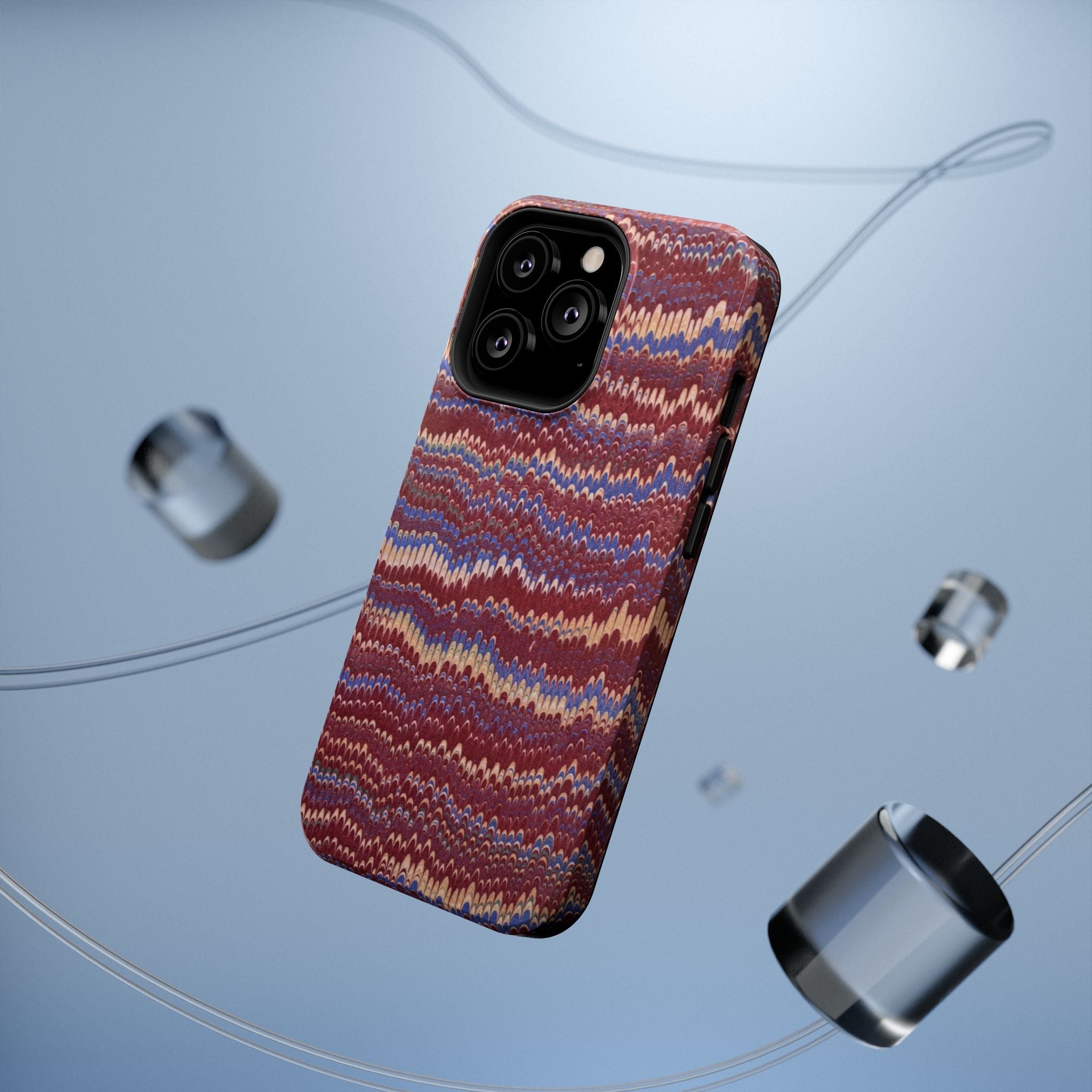 Burgundy and Blue Hues Italian Vintage Marble Design Phone Case for Apple + Samsung