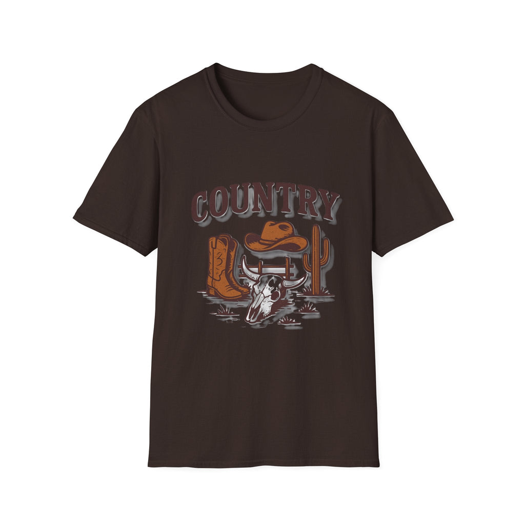 Country Western Skull Cowboy Boots T-Shirt | Cactus Ranch Rodeo