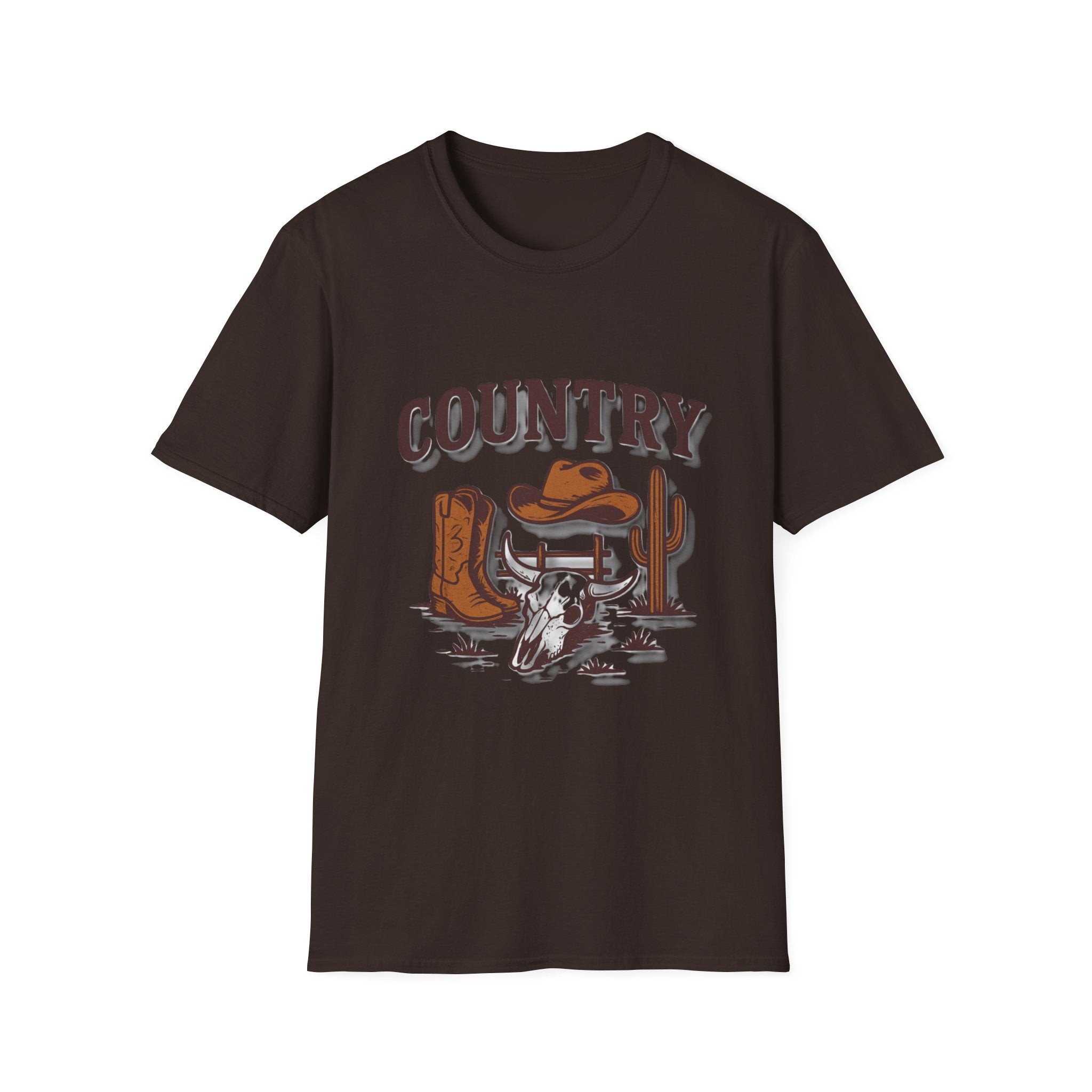 Country Western Skull Cowboy Boots T-Shirt | Cactus Ranch Rodeo