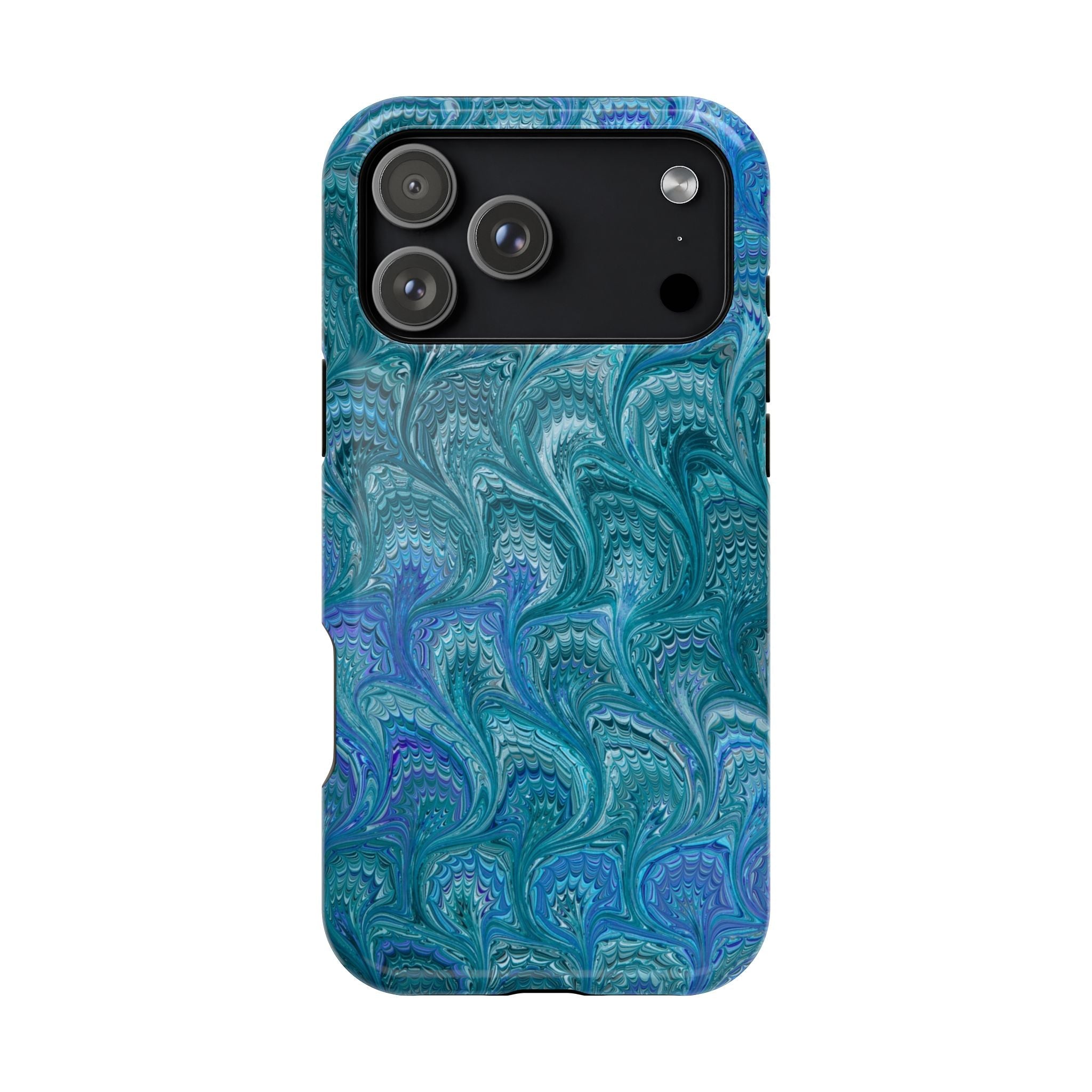 Aqua, Blue, Green Marble - Impact-Resistant Durable - Dual Phone Case Design