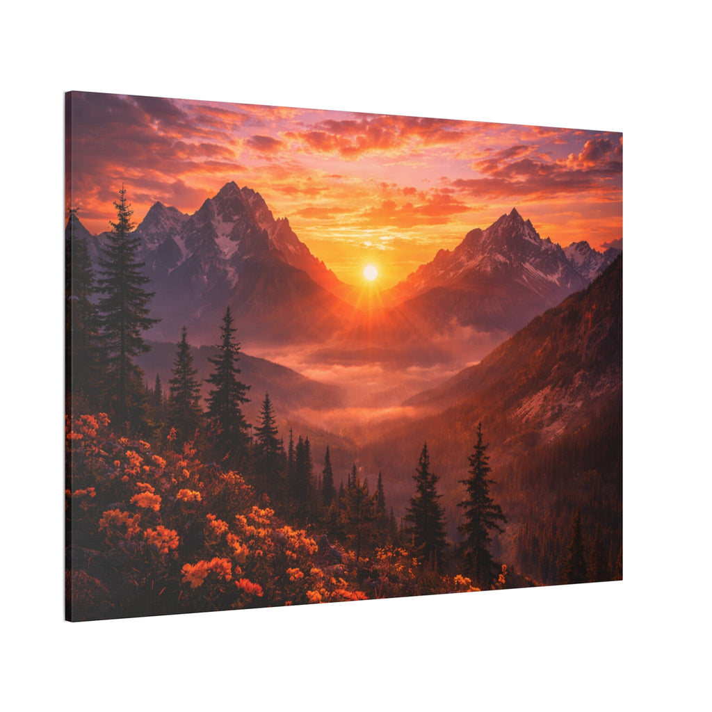 Sunset Mountain Canvas Wall Art — Majestic Alpine Sunrise Landscape