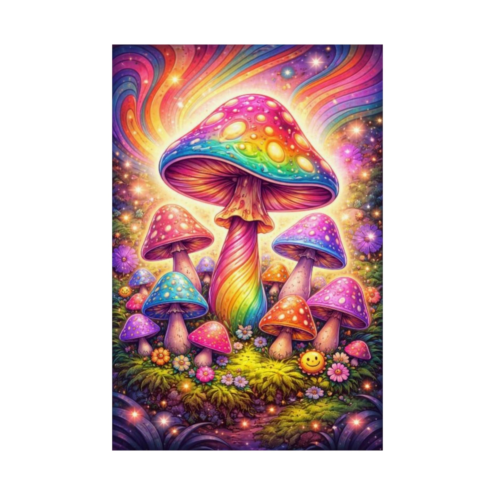Psychedelic Rainbow Mushroom Poster