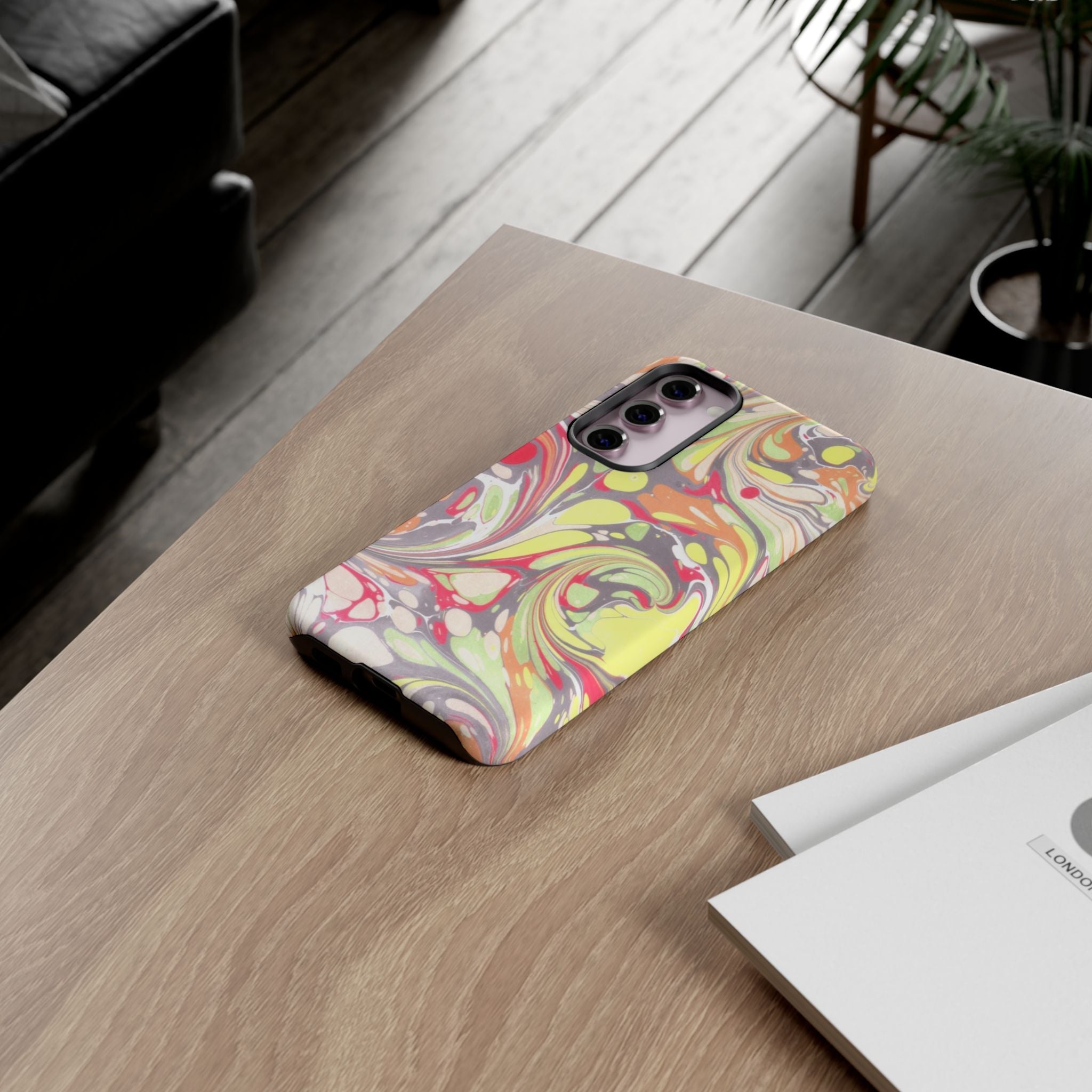 Yellow and Pink Swirl Marbled Italian Phone Case - Dual Layer - Matte or Glossy
