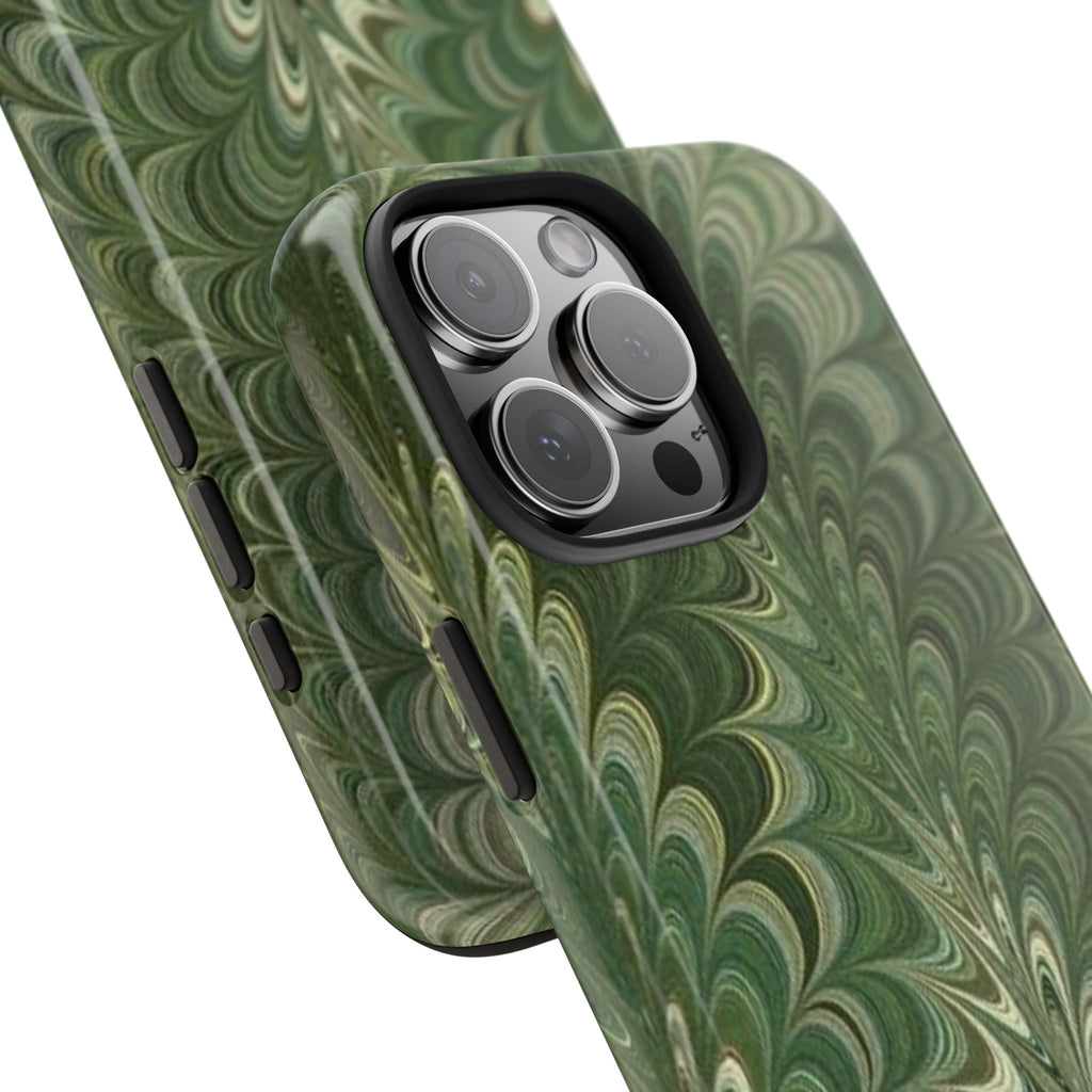 Deep Green Marble Italian Tough Phone Case — Durable Marbled Phone Case