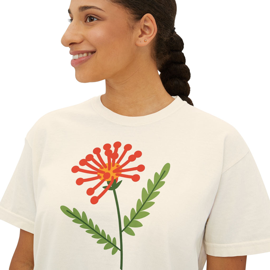 Orange Flower Boxy Tee - Casual Comfort Style - DipaliZ