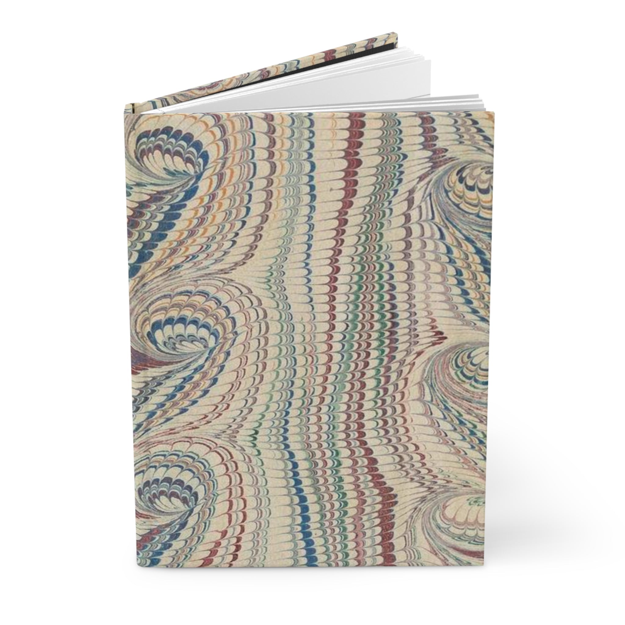 Beige Vintage Italian Feather Marble Design on Hardcover Journal Matte