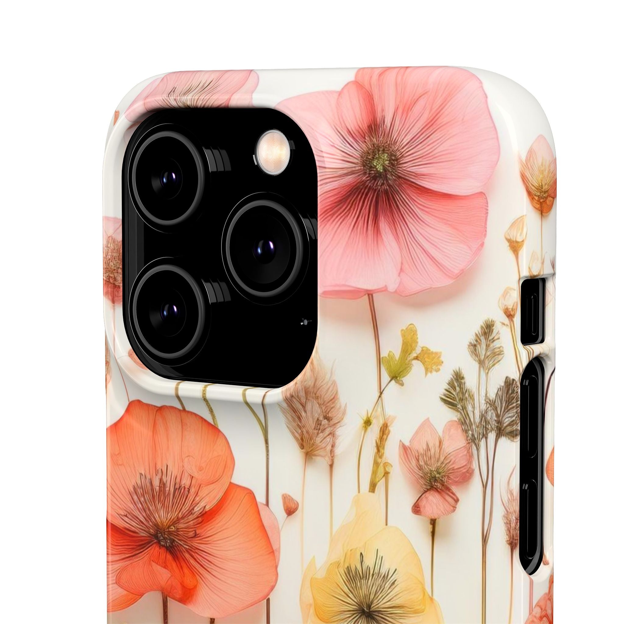 Pink Floral Pressed Flowers - Slim Case