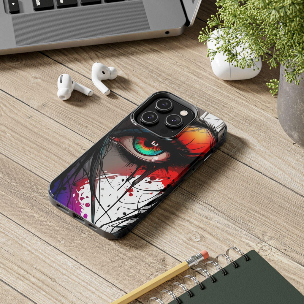 Girl Colorful Eye Painted Printed Tough Phone Case for iPhone & Samsung Galaxy - Artistic & Vibrant Design