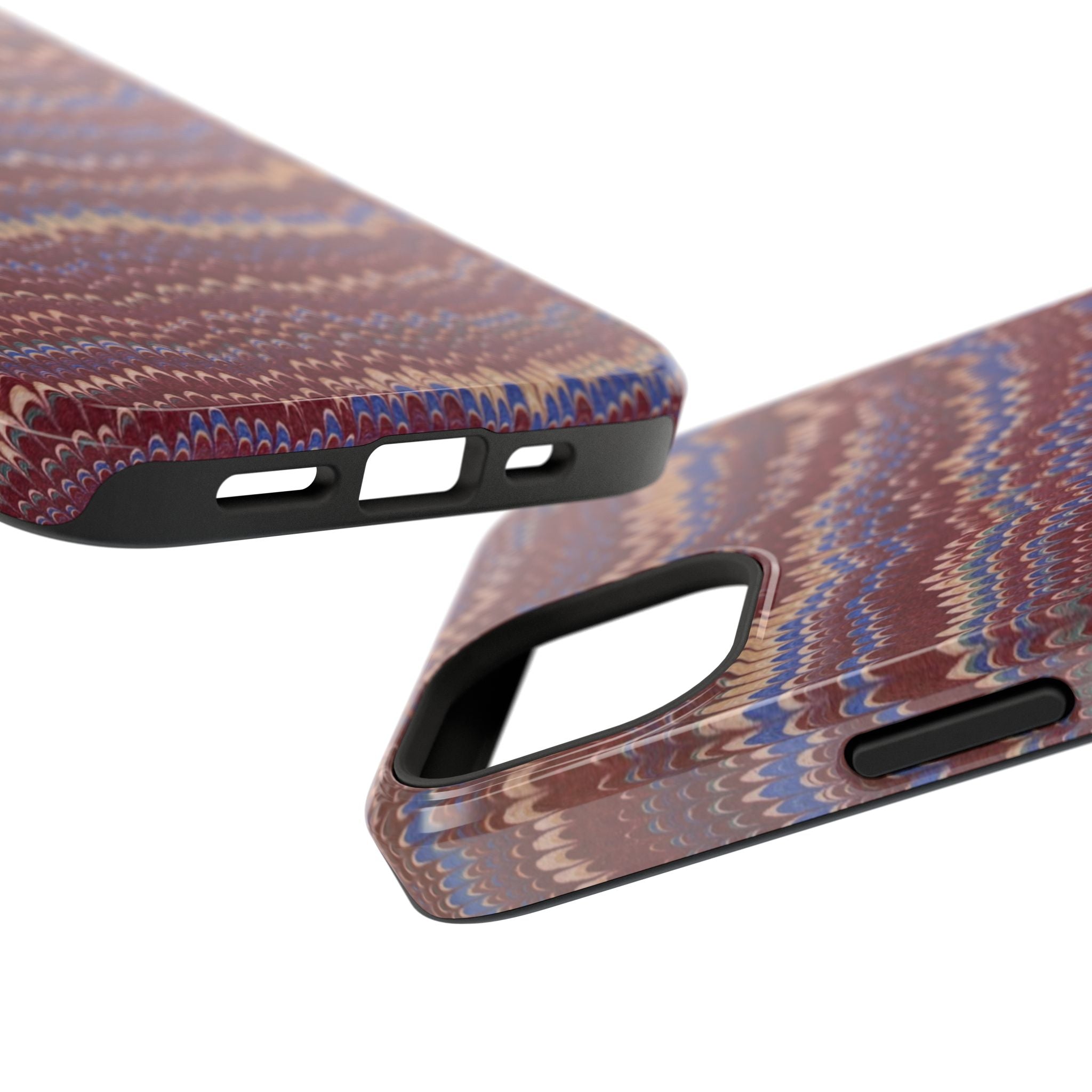 Burgundy and Blue Hues Italian Vintage Marble Design Phone Case for Apple + Samsung