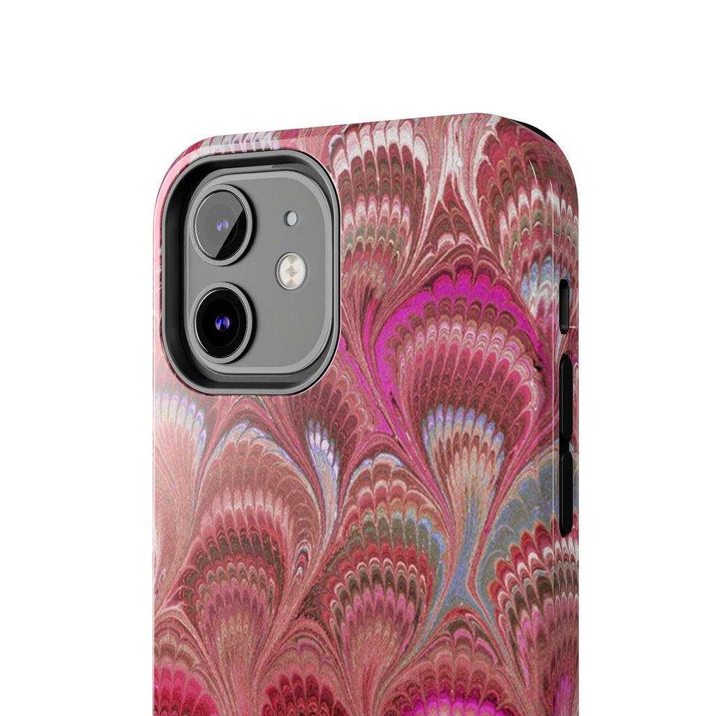 Pink Peacock Marble Italian Tough Phone Case — Durable Marbled Phone Case