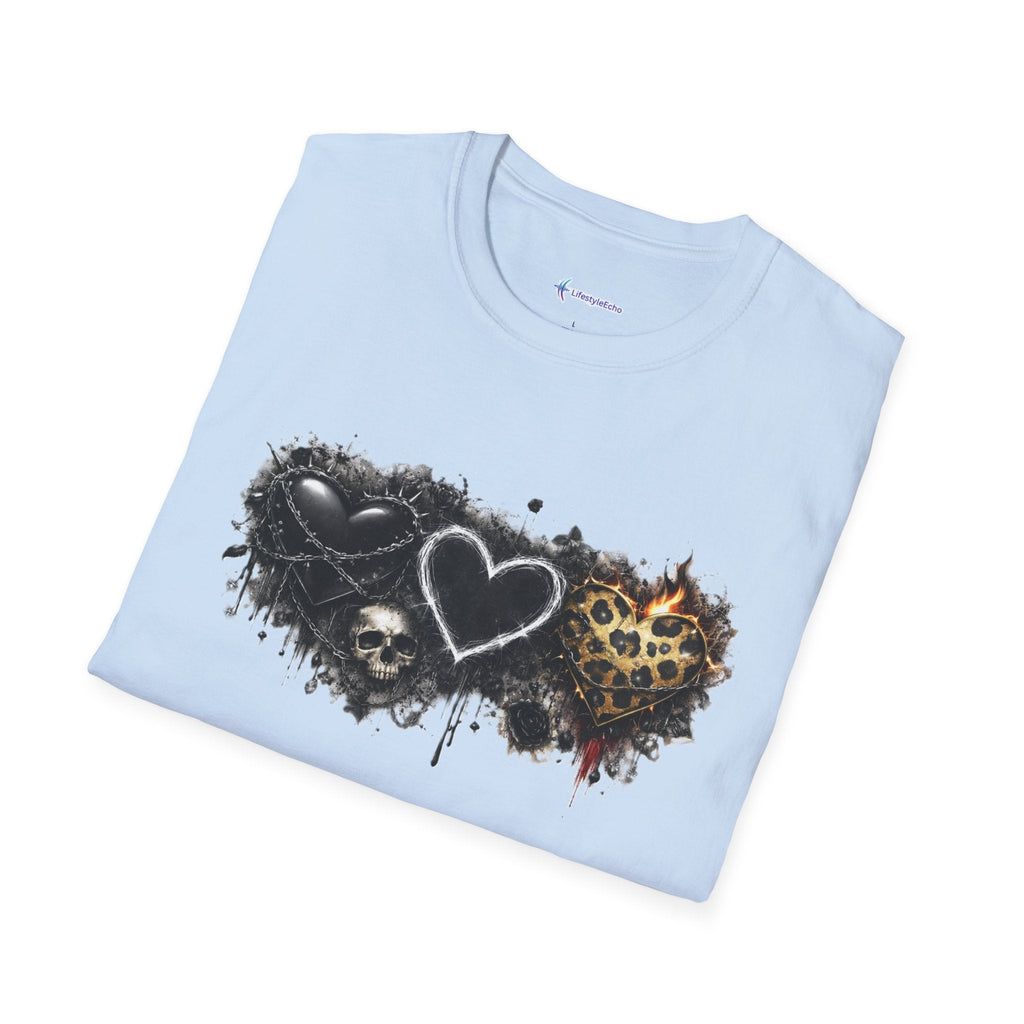Grungy Hearts and Skulls Graphic T-Shirt