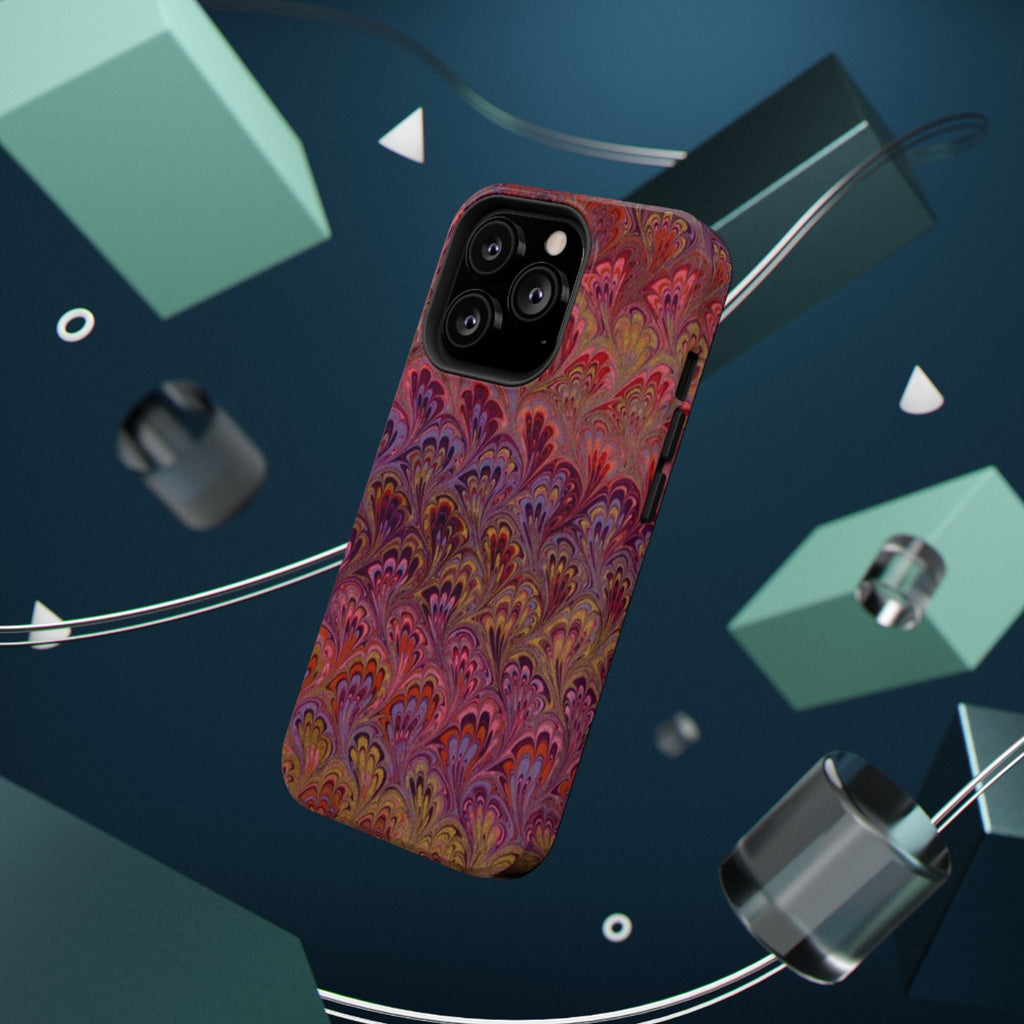 Red, Burgundy, Lavender Italian Peacock Feather Design Phone Case