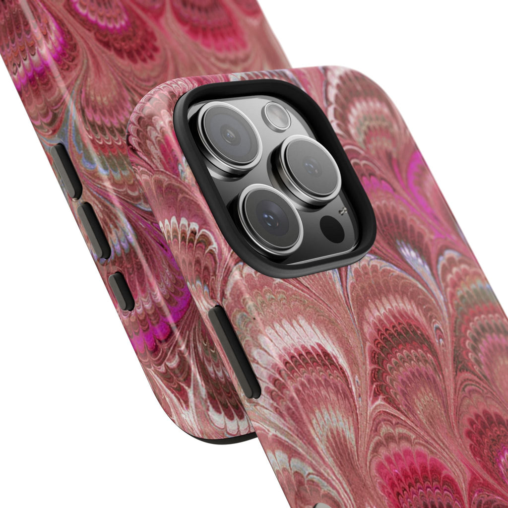 Pink Peacock Marble Italian Tough Phone Case — Durable Marbled Phone Case