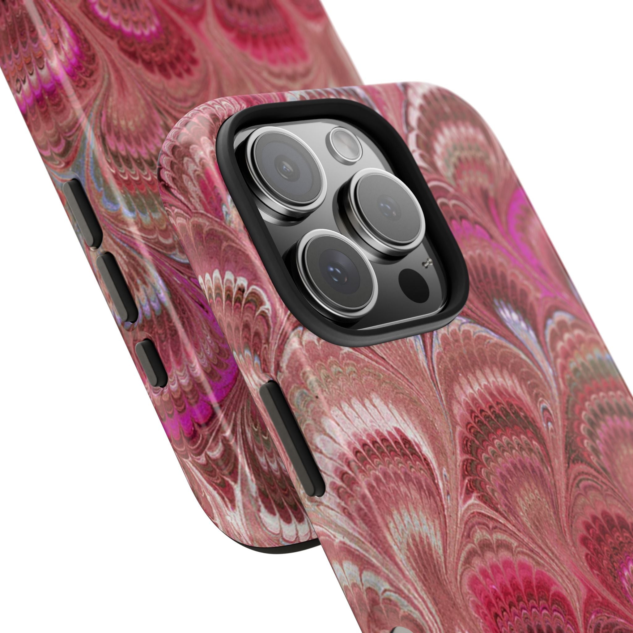Pink Peacock Marble Italian Tough Phone Case — Durable Marbled Phone Case