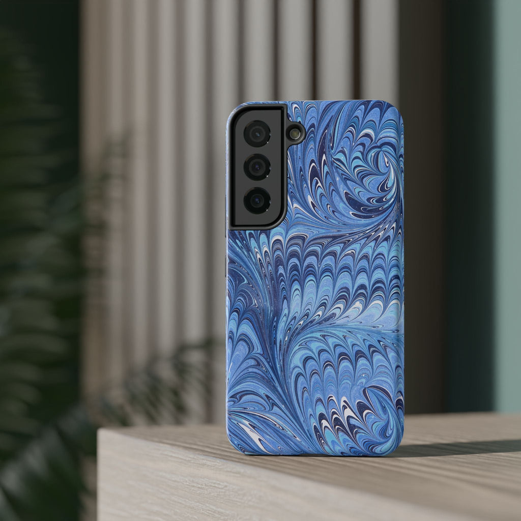 Blue Marbled Swirl Phone Case - Dual Layer Case