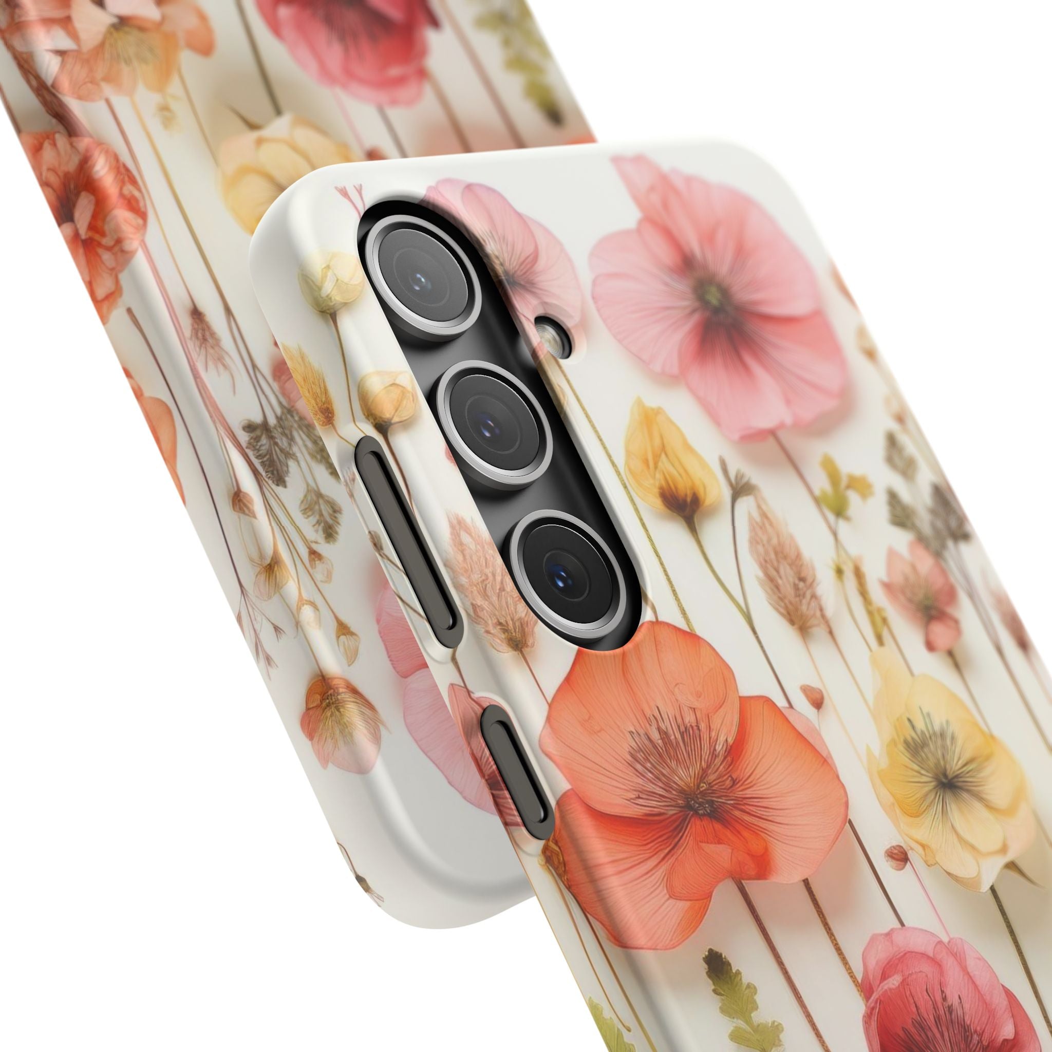 Pink Floral Pressed Flowers - Slim Case