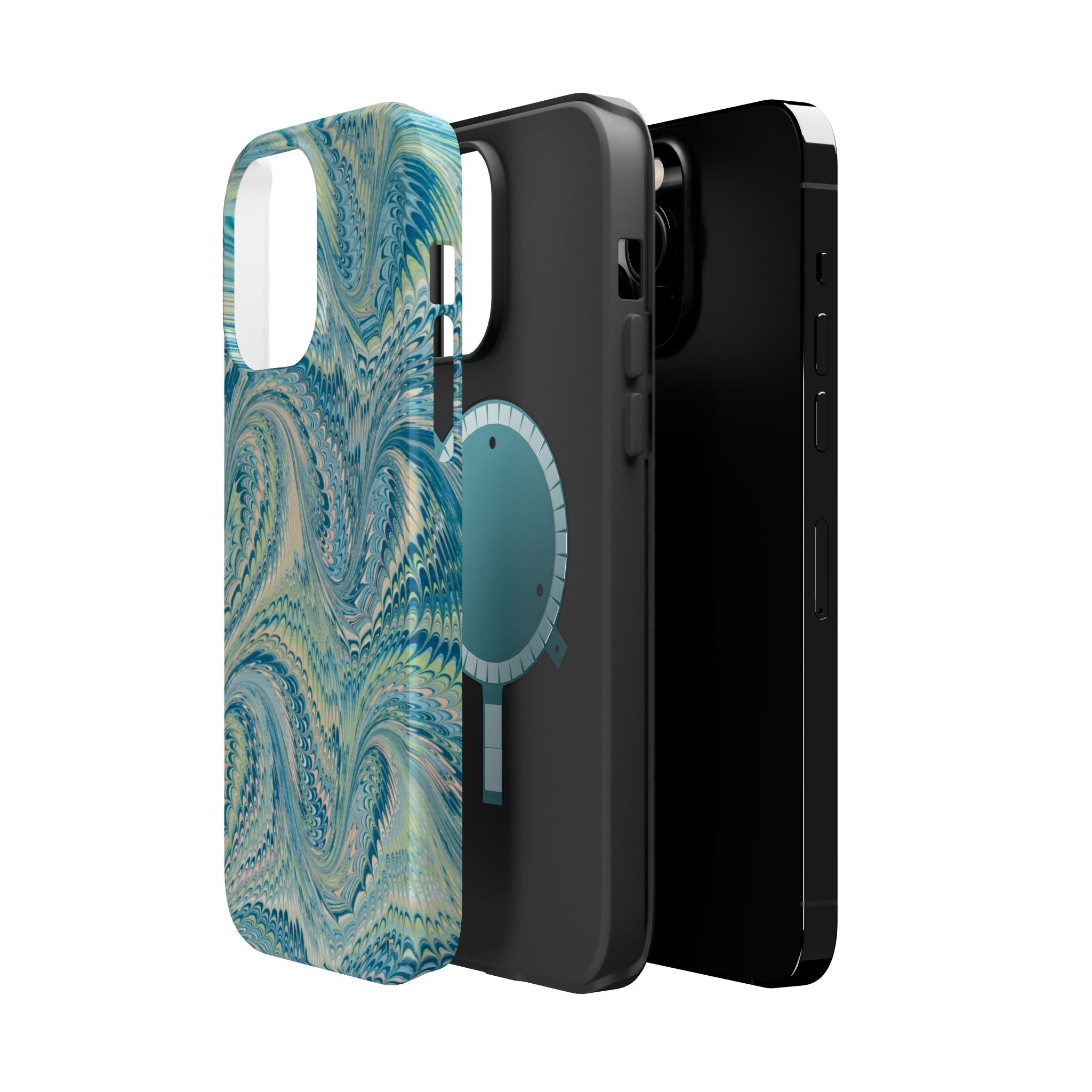 Aqua + Green Marble Phone Case - Impact-Resistant MAG SAFE - Dual Cover Design