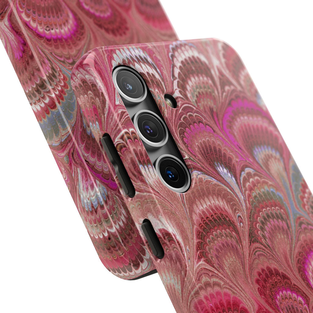 Pink Peacock Marble Italian Tough Phone Case — Durable Marbled Phone Case